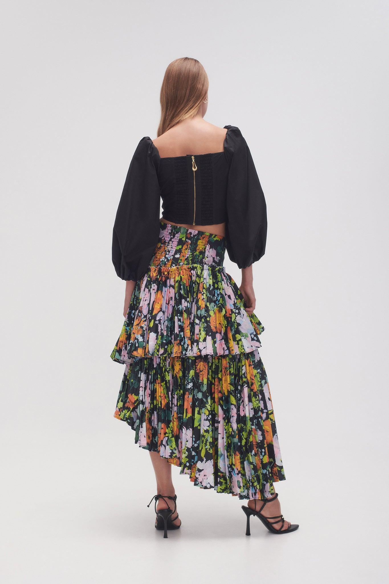 Alice Pleated Asymmetric Midi Skirt Product Image