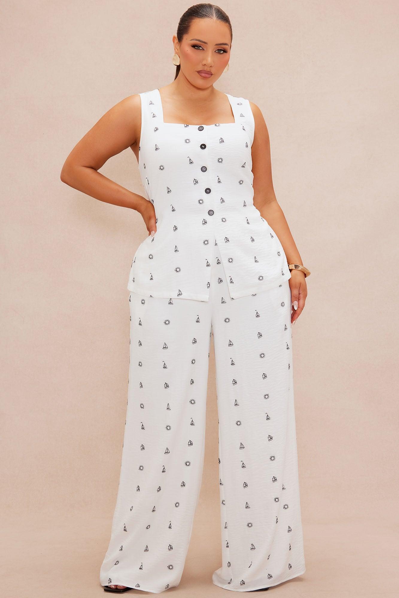 Sailing Away Pant Set - Off White/combo Product Image