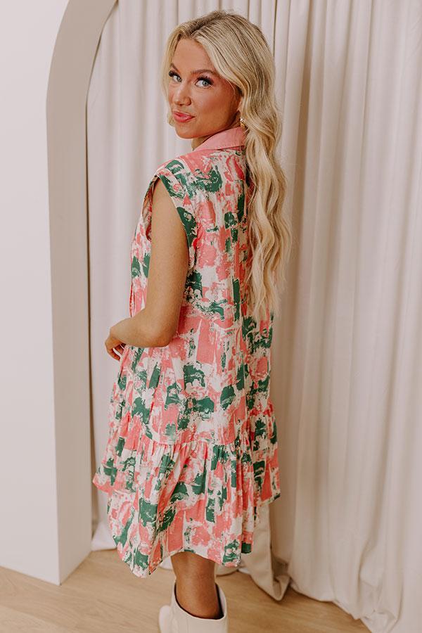 Artistic Flow Button Down Mini Dress in Green Product Image