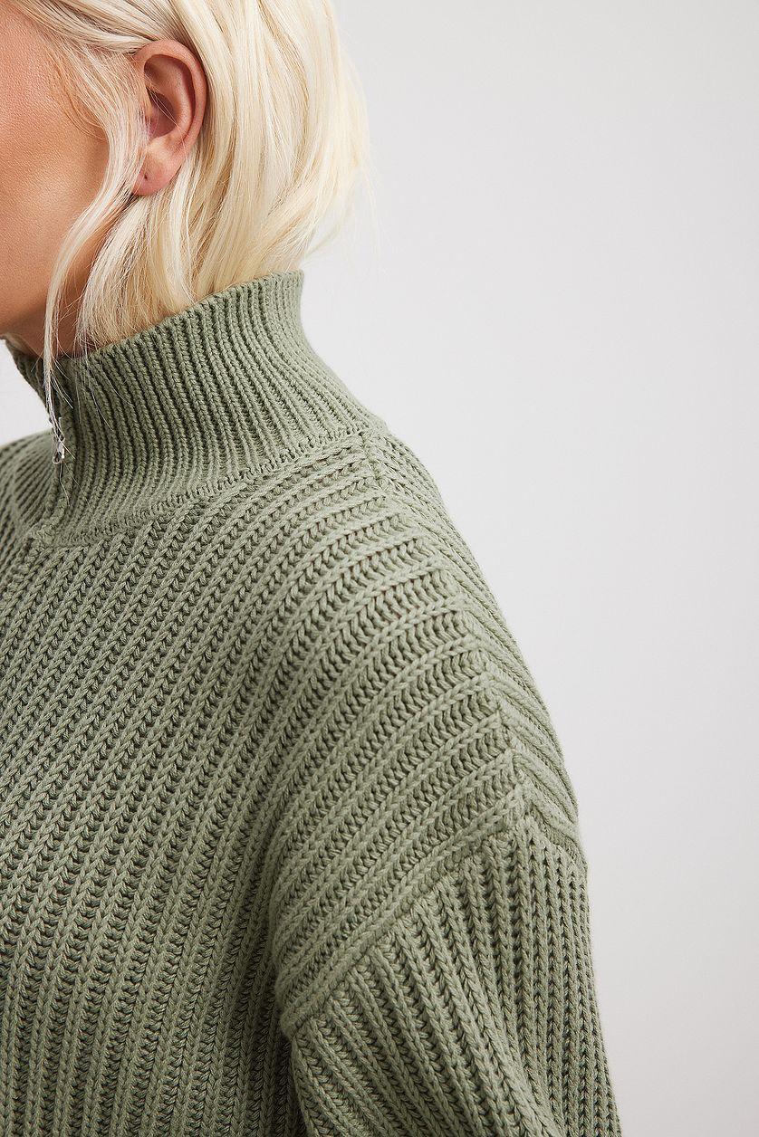 High Neck Zipped Knitted Sweater Product Image