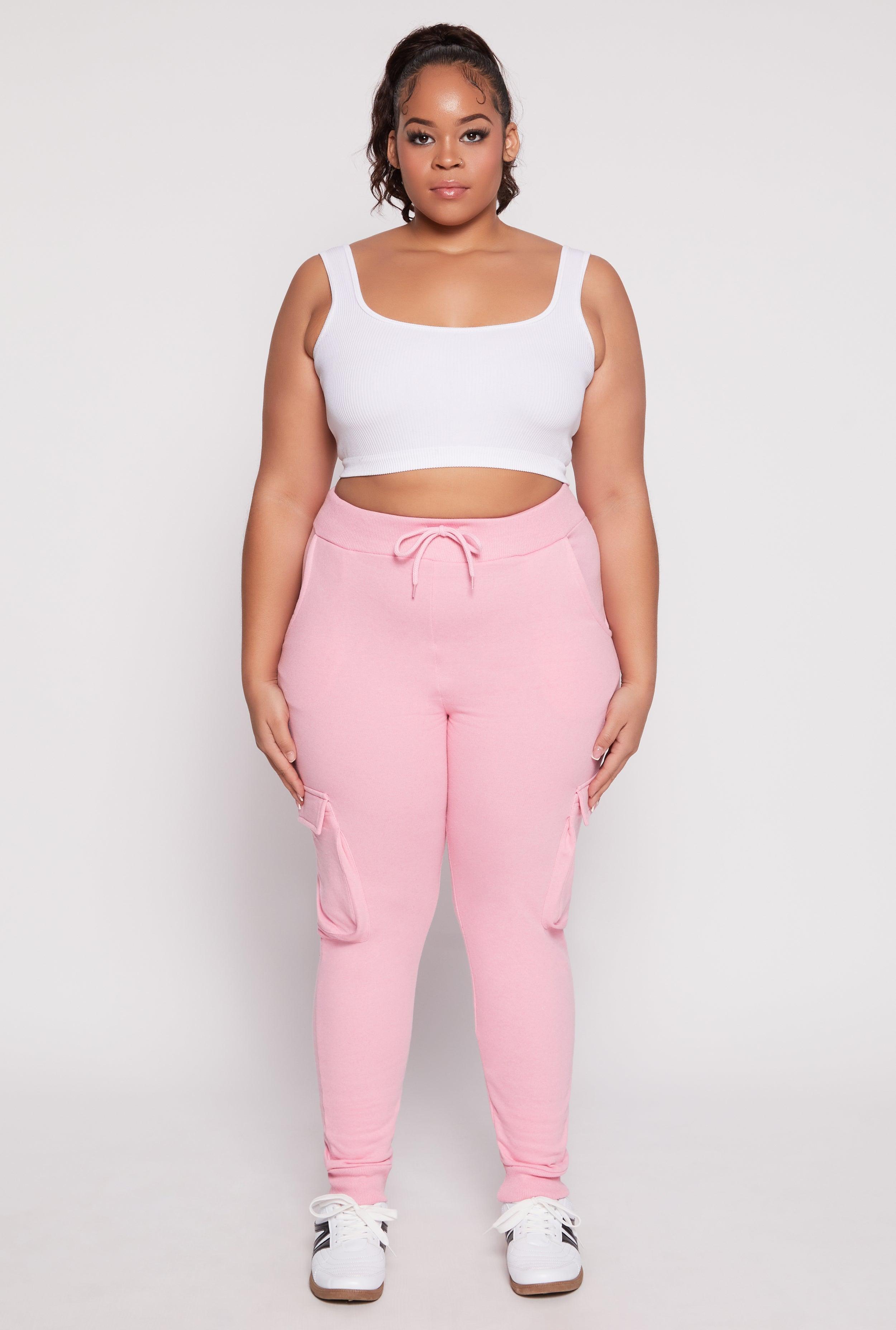 Womens Plus Size Cargo Pocket High Waisted Joggers Product Image