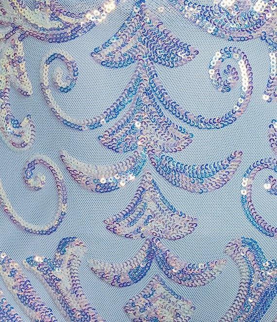 B. Darlin Sequin Pattern Spaghetti Strap Scoop Neck Lace-Up-Back Dress Product Image