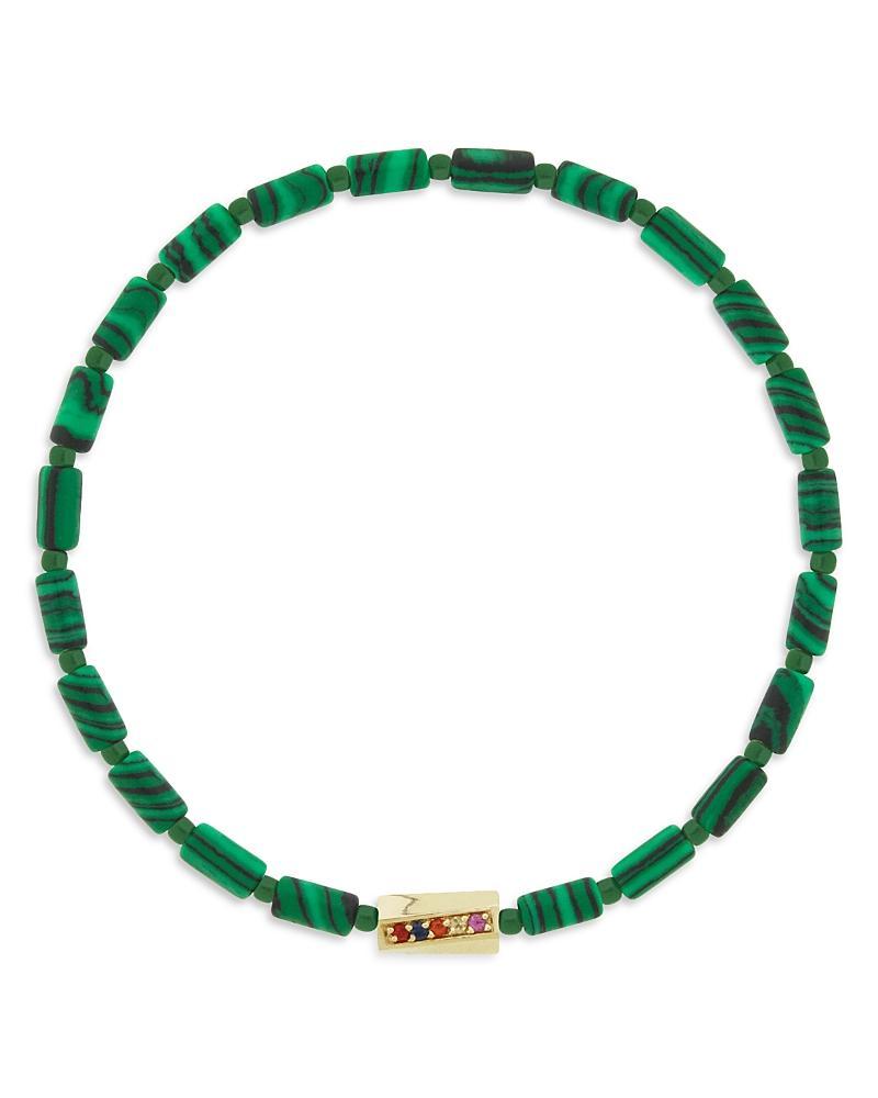 Luis Morais Mens Rainbow Sapphire Twisted Hexagon Malachite Beaded Bracelet Product Image