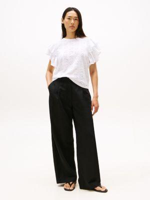 Embroidered Eyelet Ruffle-Sleeve Top Product Image