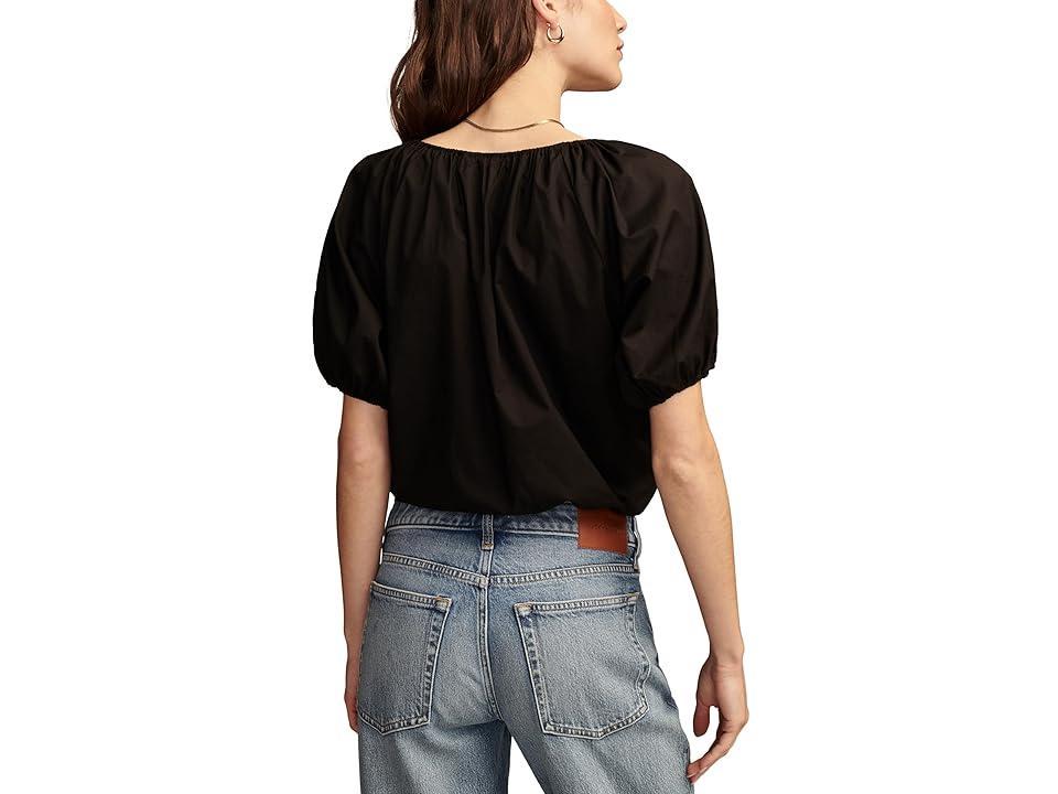 Lucky Brand Gathered Poplin Top Multi) Women's Clothing Product Image