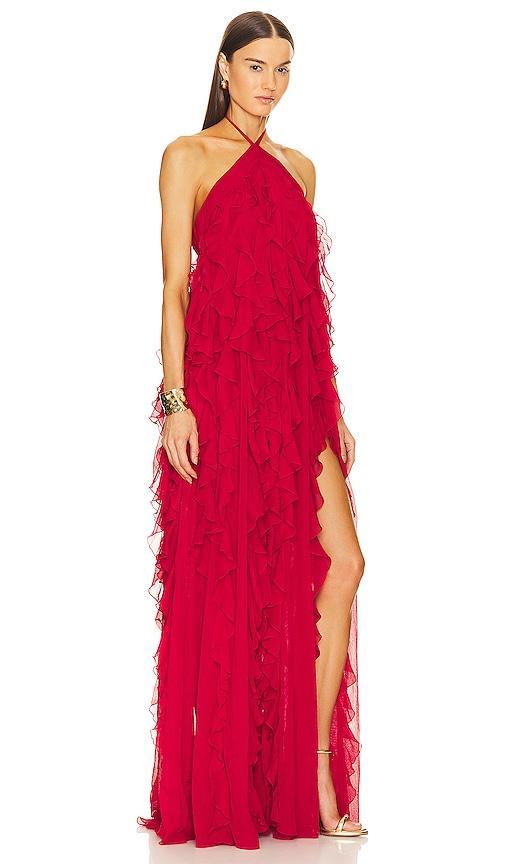 Womens Ruffled Halterneck Gown Product Image