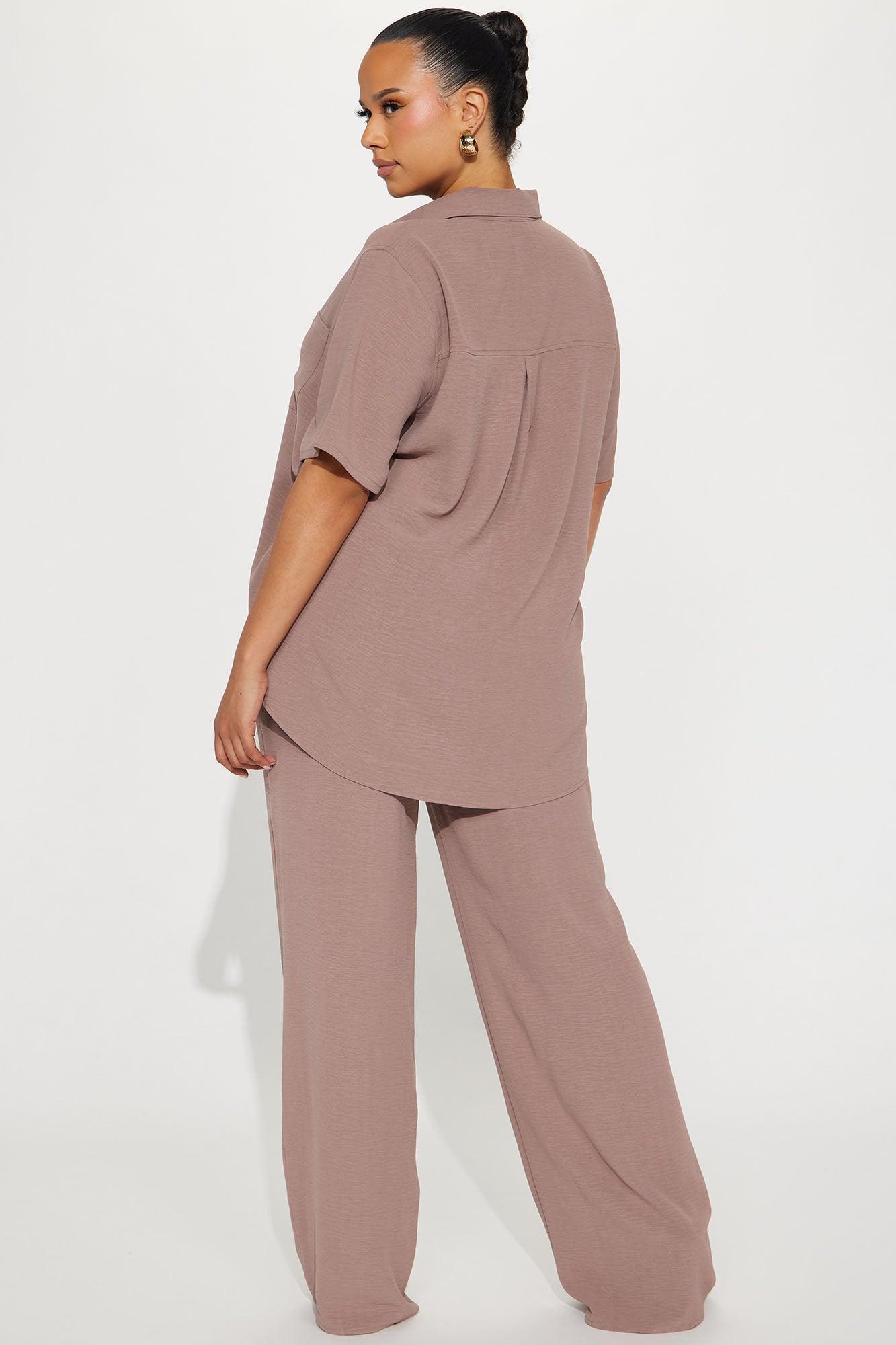 Makenzie Short Sleeve Pant Set - Mocha Product Image