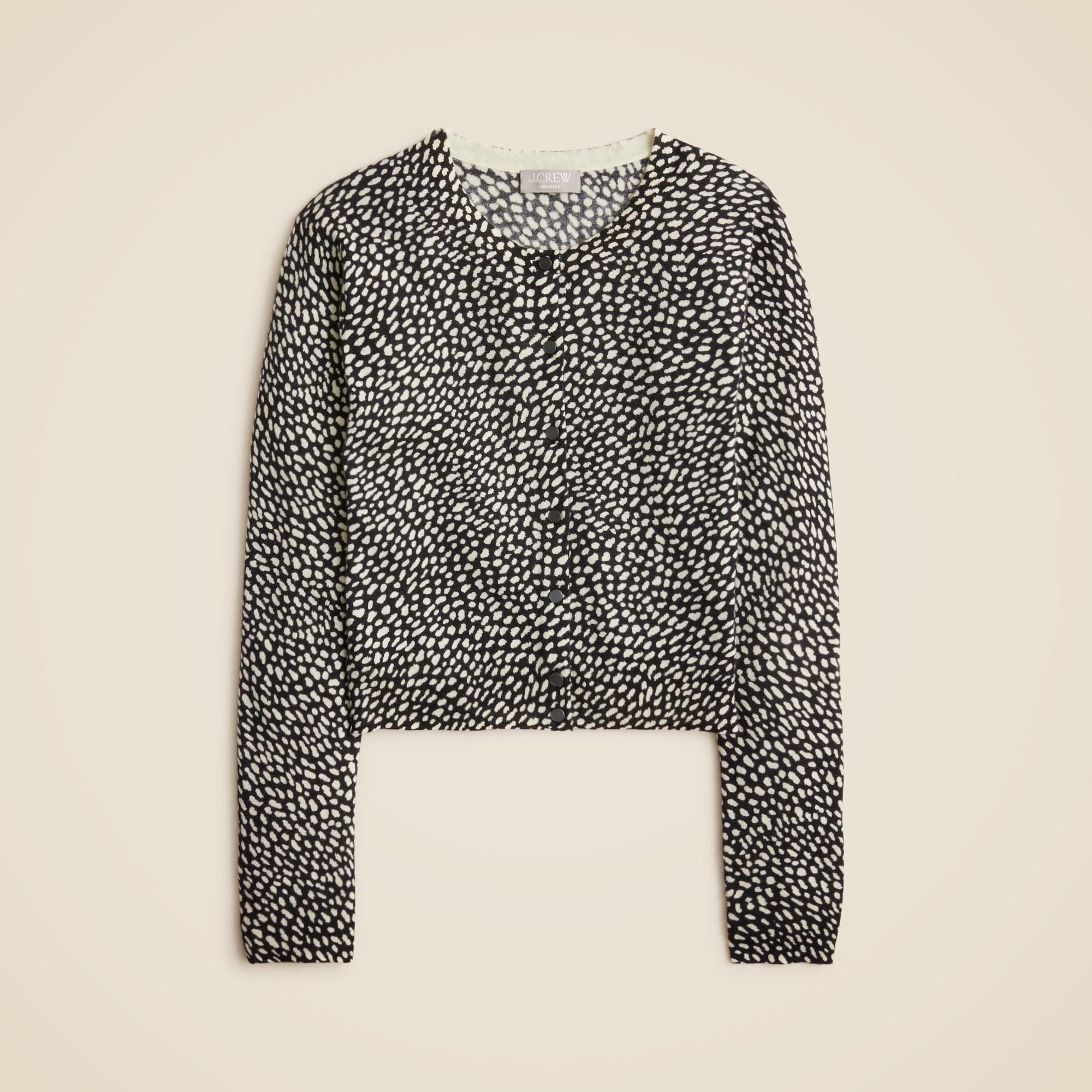 Featherweight cashmere cardigan in spot print Product Image