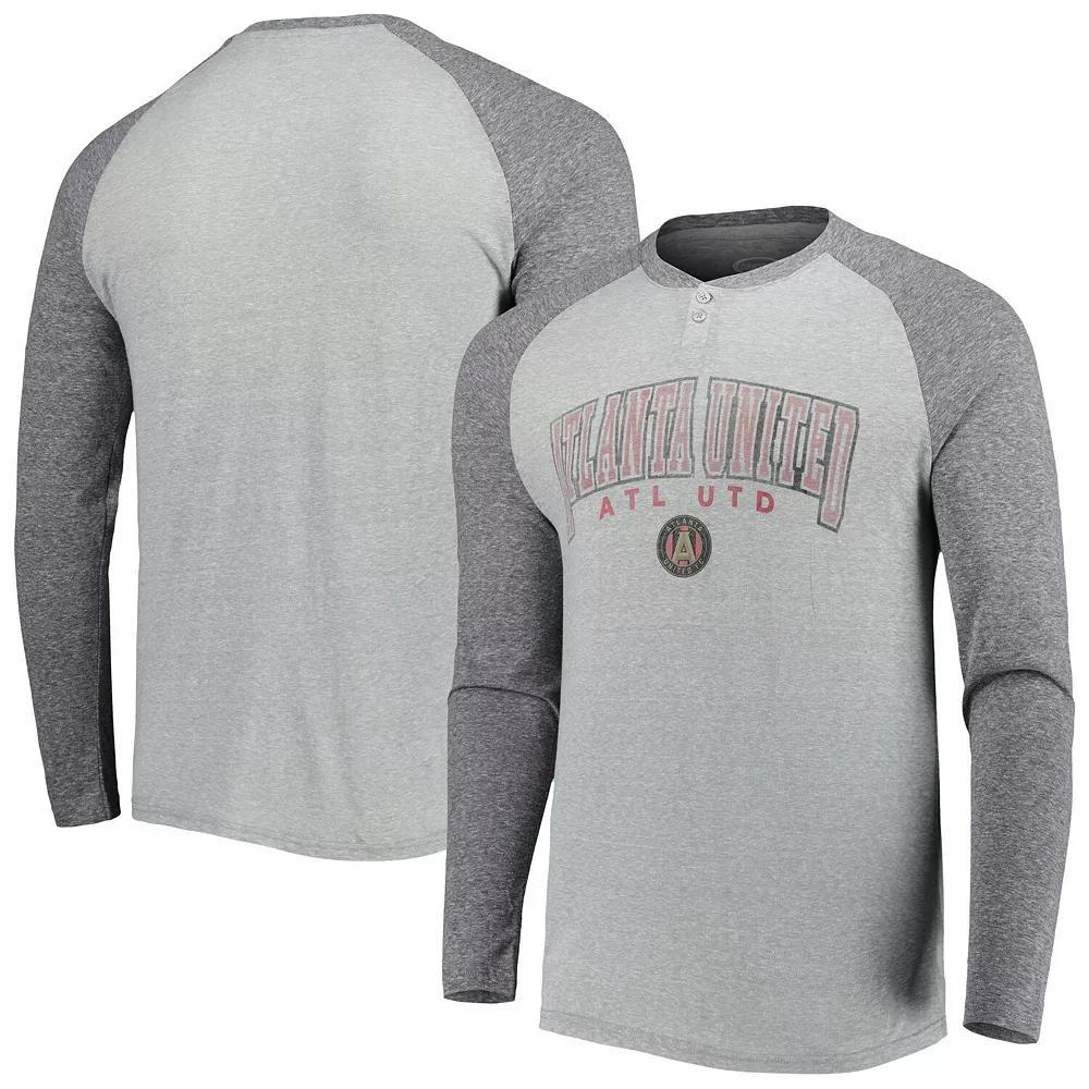 Men's Concepts Sport Heathered Gray/Heathered Charcoal Atlanta United FC Ledger Raglan Long Sleeve T-Shirt,  Product Image