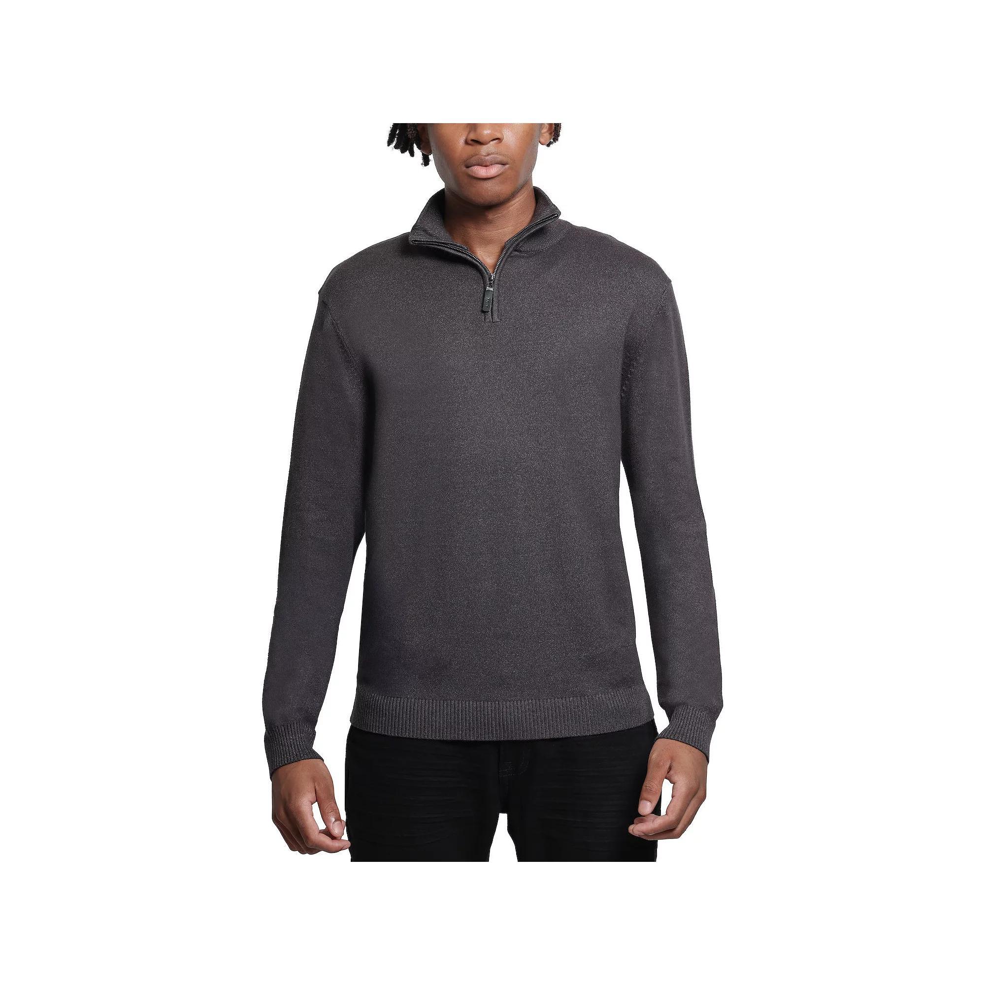 Men's Xray Quarter Zip Mockneck Sweater, Size: Medium, Heather Grey Product Image