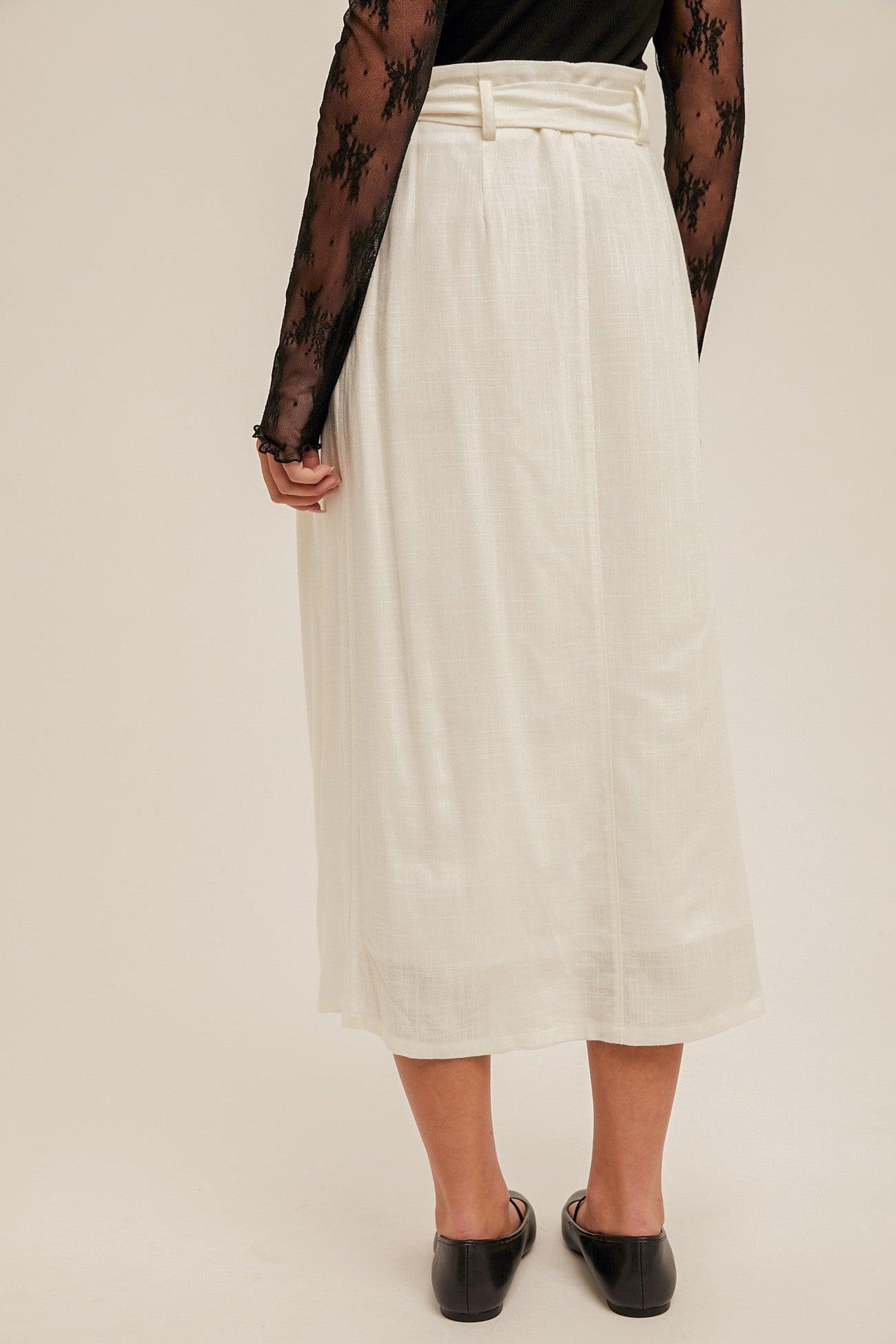 Button Down Linen Skirt Product Image