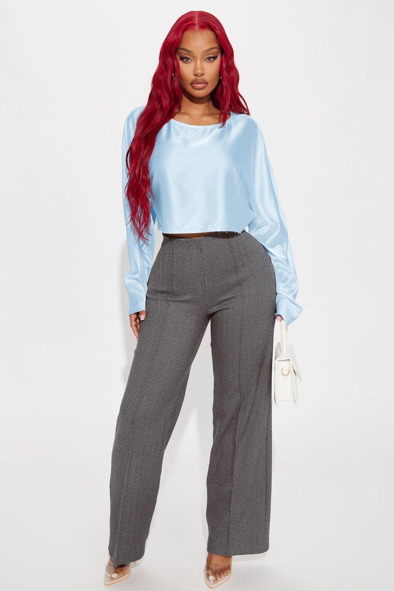 Never Get Over Me Satin Top - Light Blue Product Image