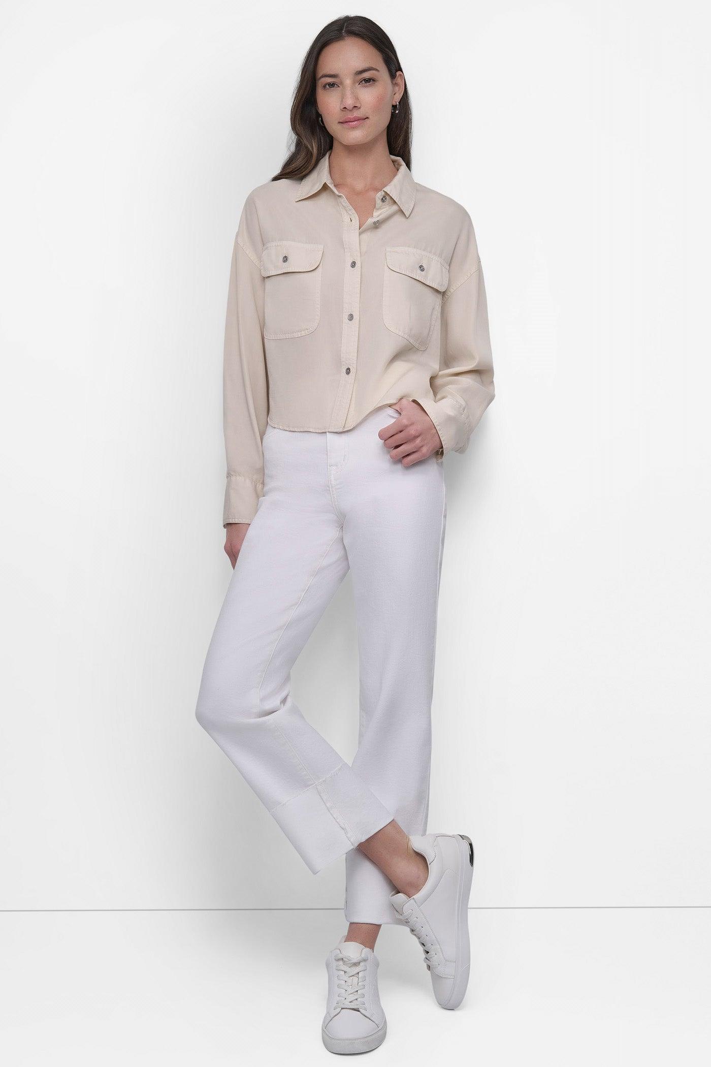 CROPPED BUTTON FRONT SHIRT Product Image