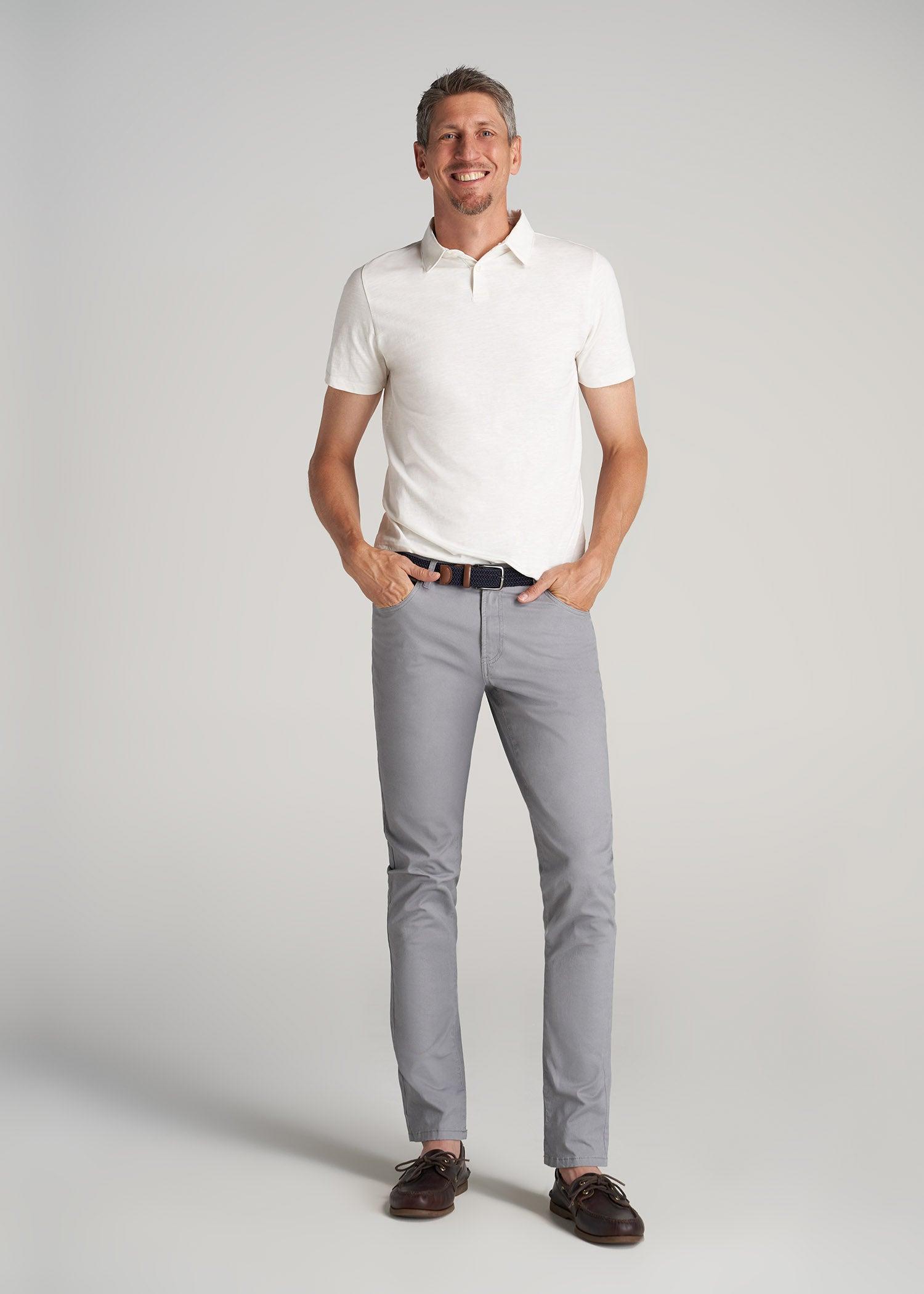 Carman TAPERED Fit Five Pocket Pants for Tall Men in Pebble Grey Male Product Image