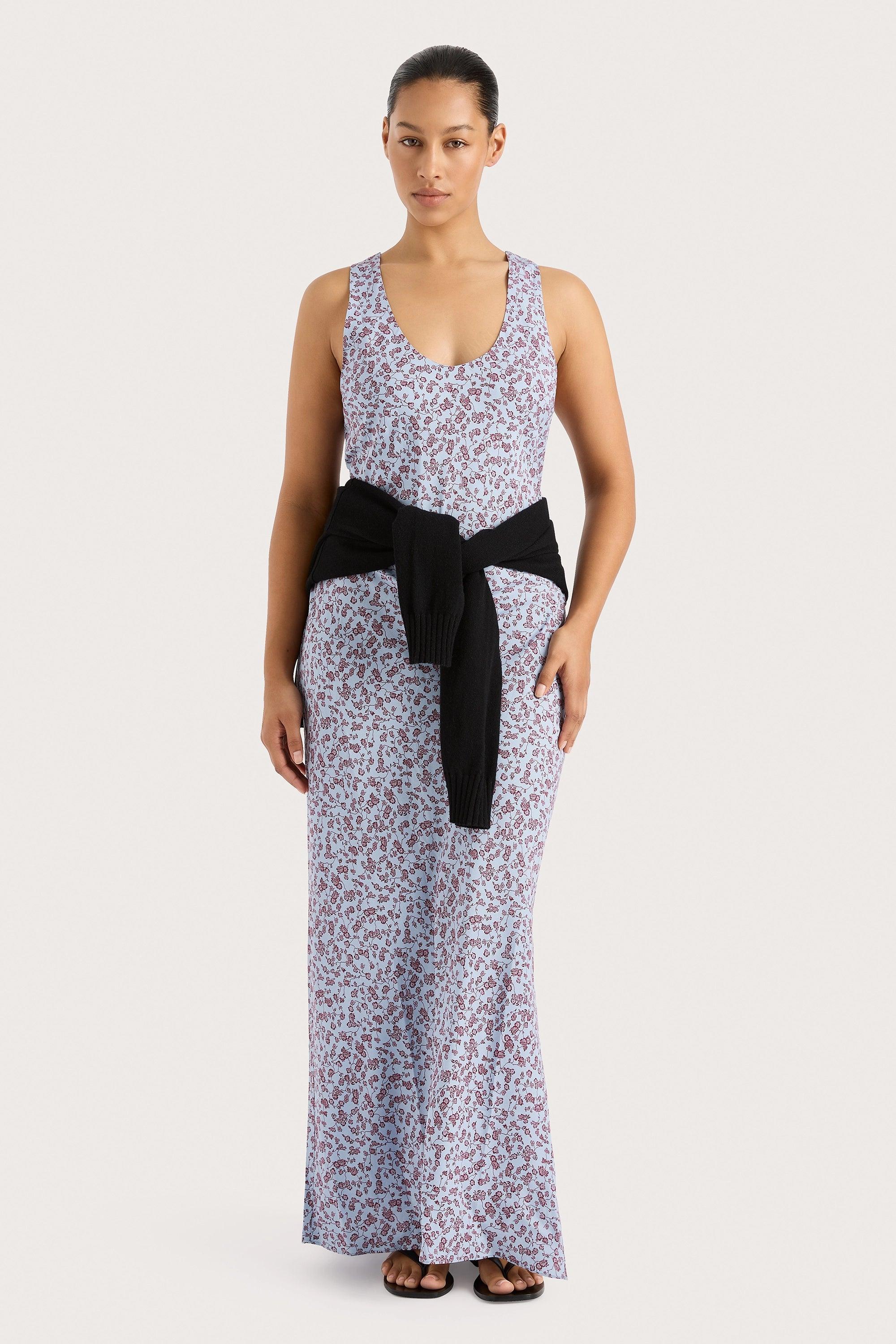 Olivia Maxi Dress Amaryllis Floral Blue Product Image