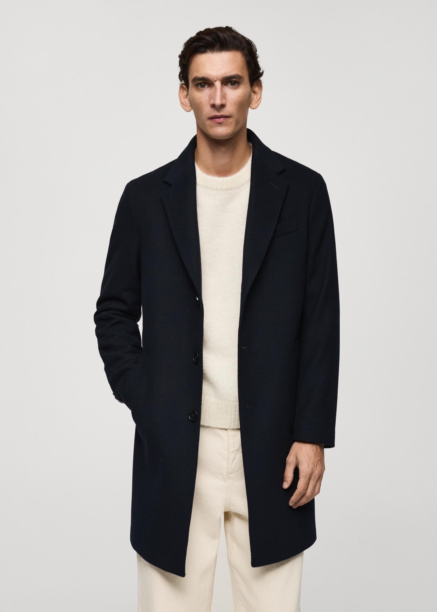 Long recycled wool coat - Men | MANGO USA Product Image