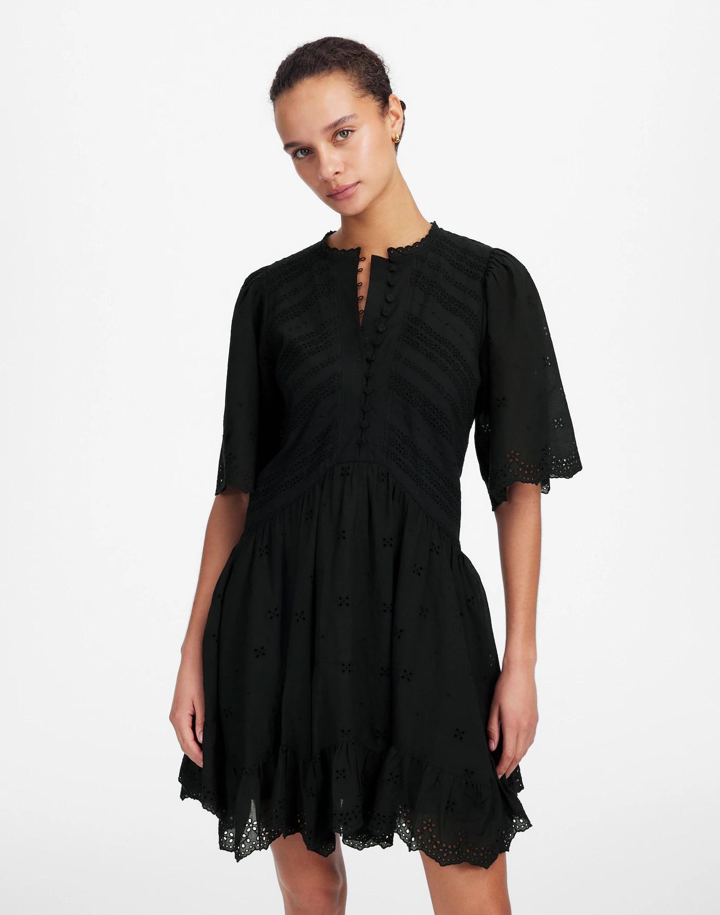 Eyelet Flutter Sleeve Mini Dress in Cotton Product Image