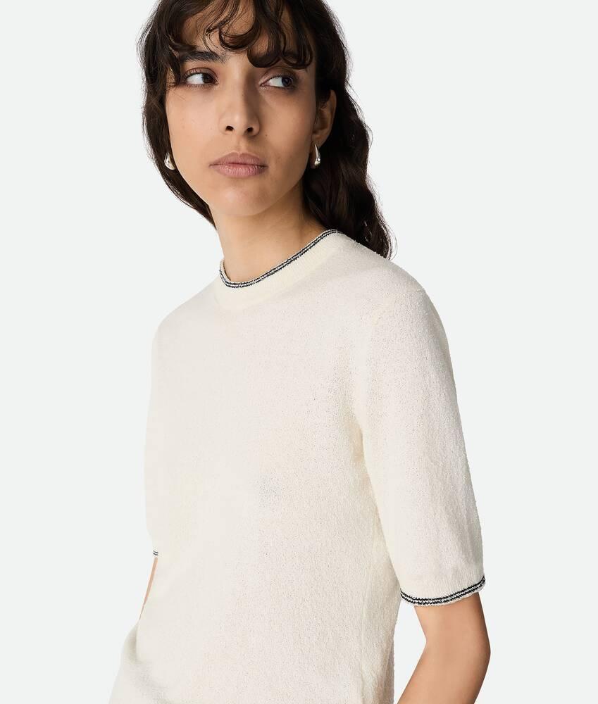 Women's Cotton Bouclé Top in White Product Image