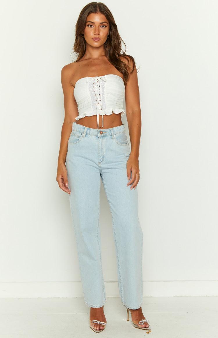 Flossy White Strapless Corset Top Product Image