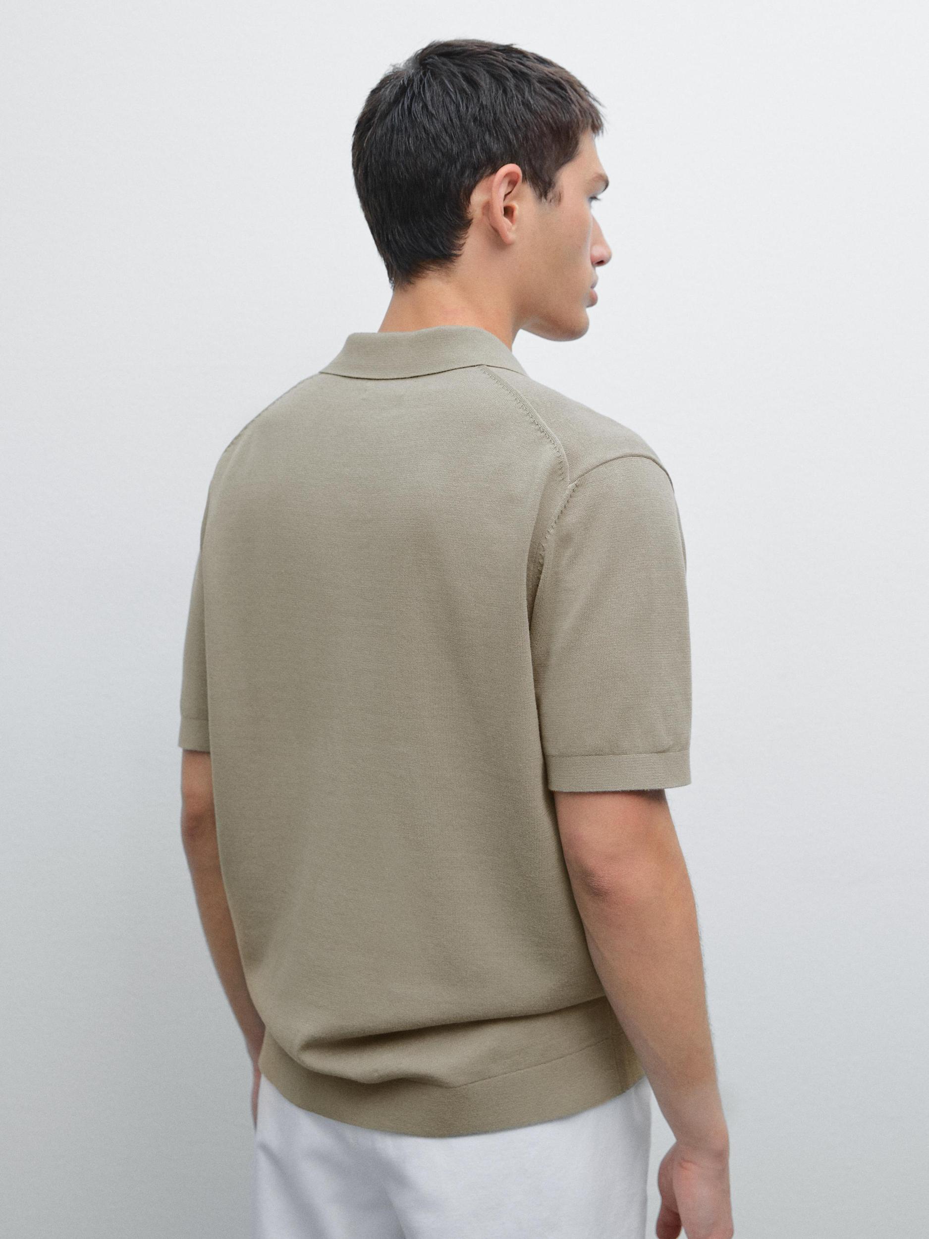 Cotton knit quarter-zip polo shirt Product Image