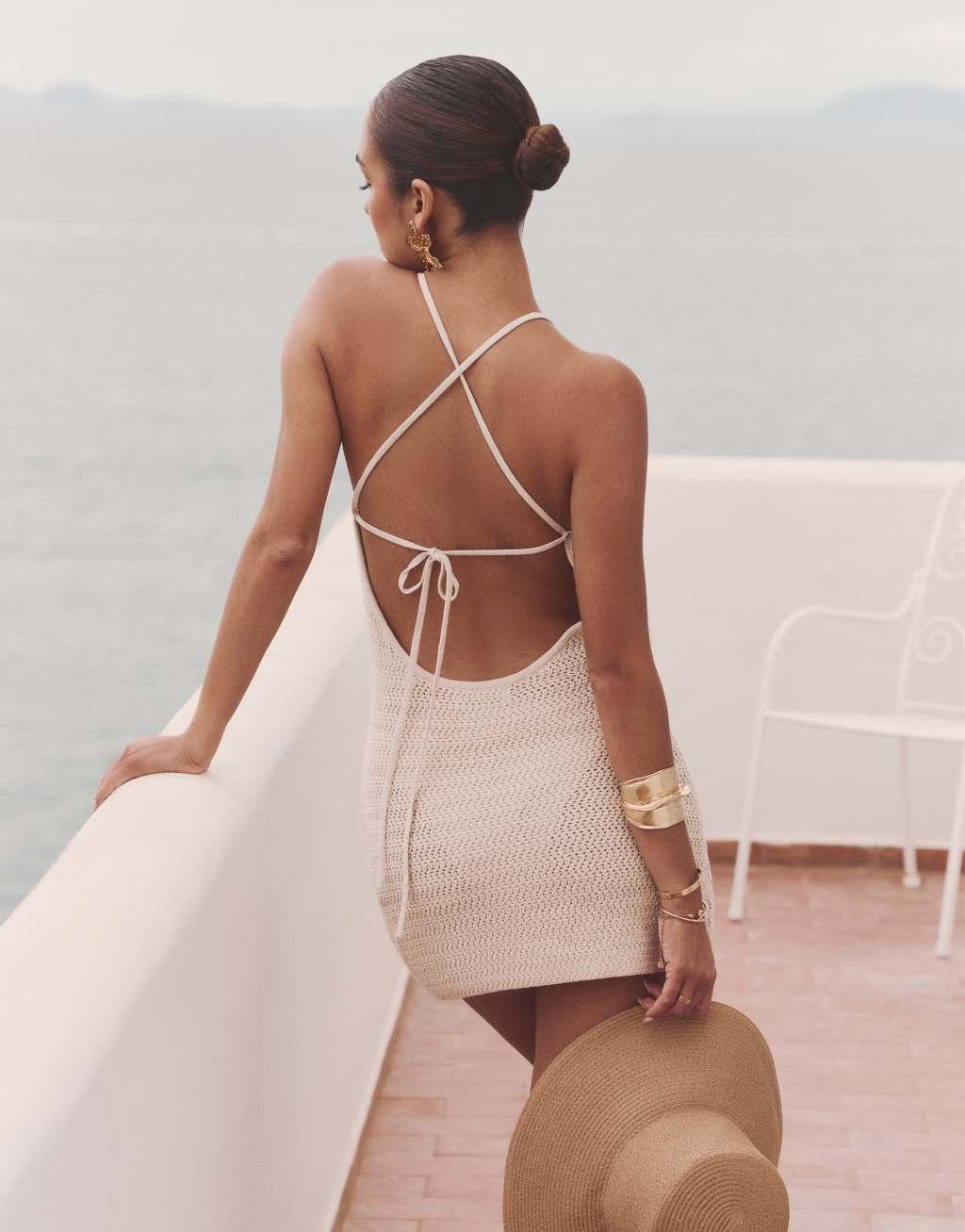 4th & Reckless x Luana Barron sylvie crochet mini beach dress in cream Product Image