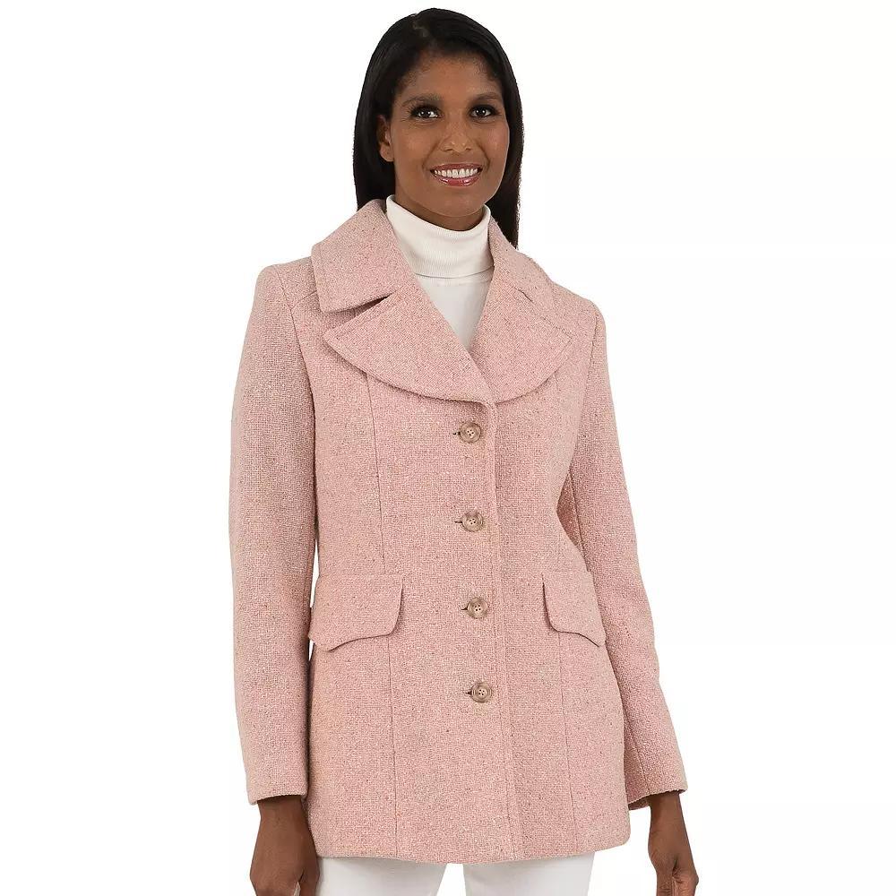 Women's Fleet Street Wool-Blend Blazer Boucle Coat, Size: 4, Pink Product Image