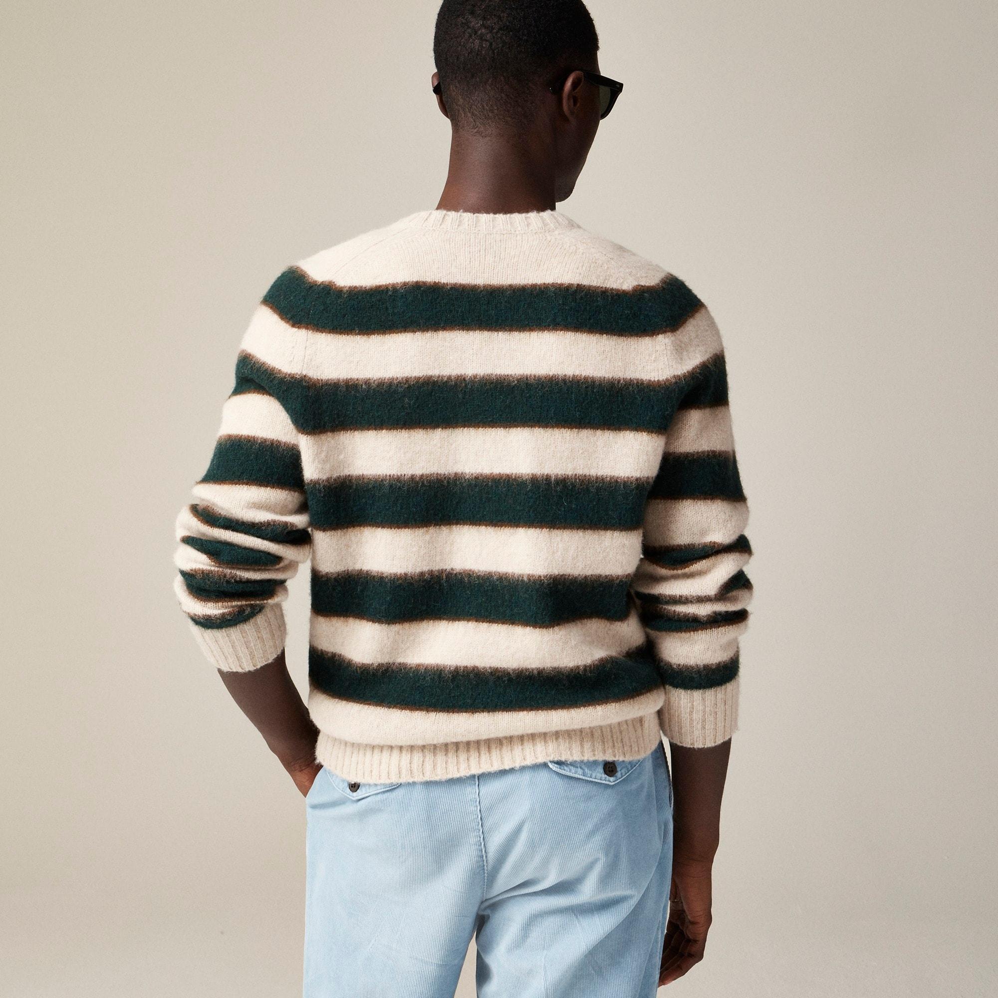 Brushed wool V-neck sweater in stripe Product Image