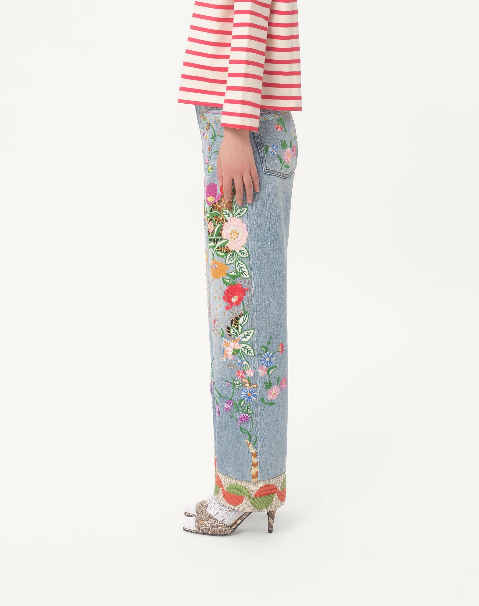 Embroidered Denim Pants Product Image