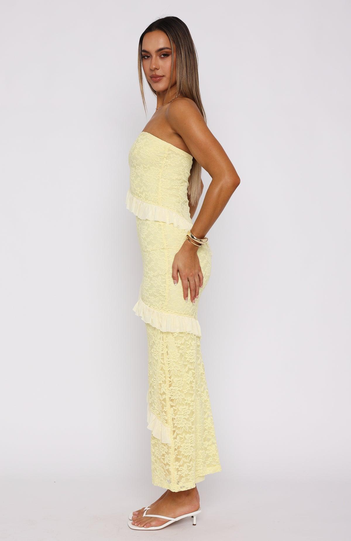 She's A Masterpiece Lace Maxi Dress Lemon Product Image