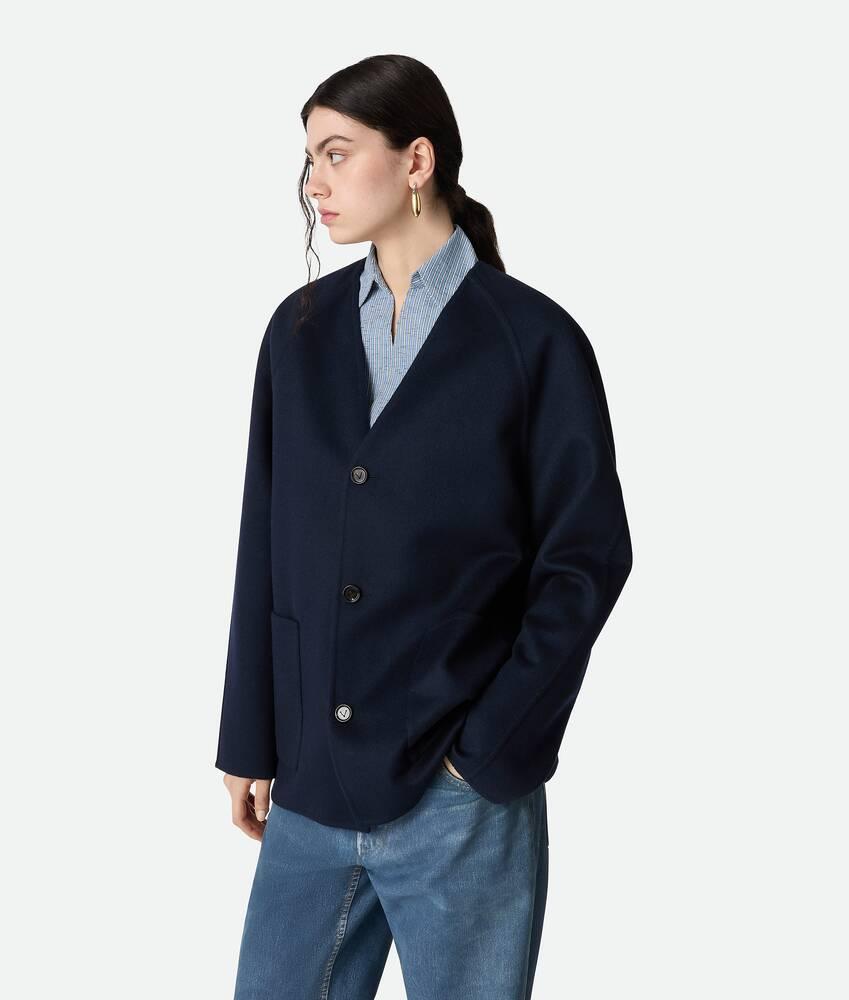 Women's Light Wool And Cashmere Coat in Navy Product Image
