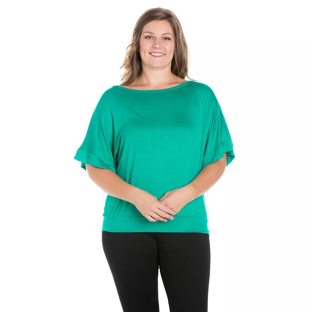 Plus Size 24Seven Comfort Apparel Short Sleeve Dolman Top, Women's, Size: 3XL, Green Product Image