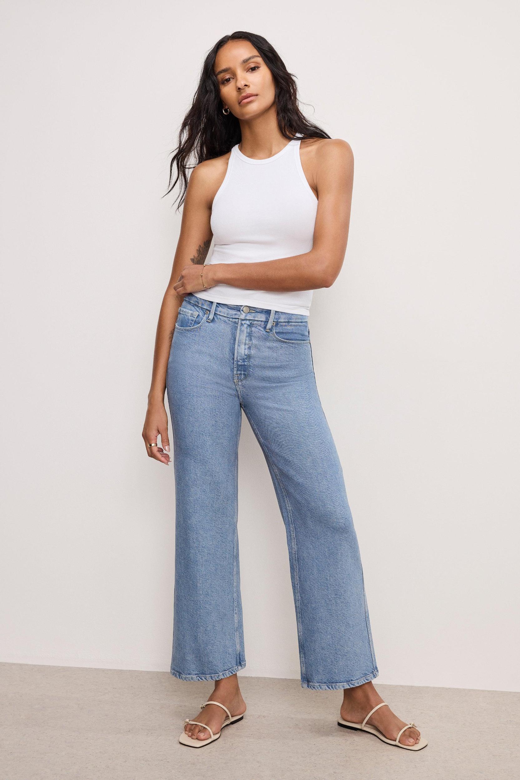 SOFT TECH GOOD SKATE WIDE CROPPED JEANS | INDIGO860 Product Image