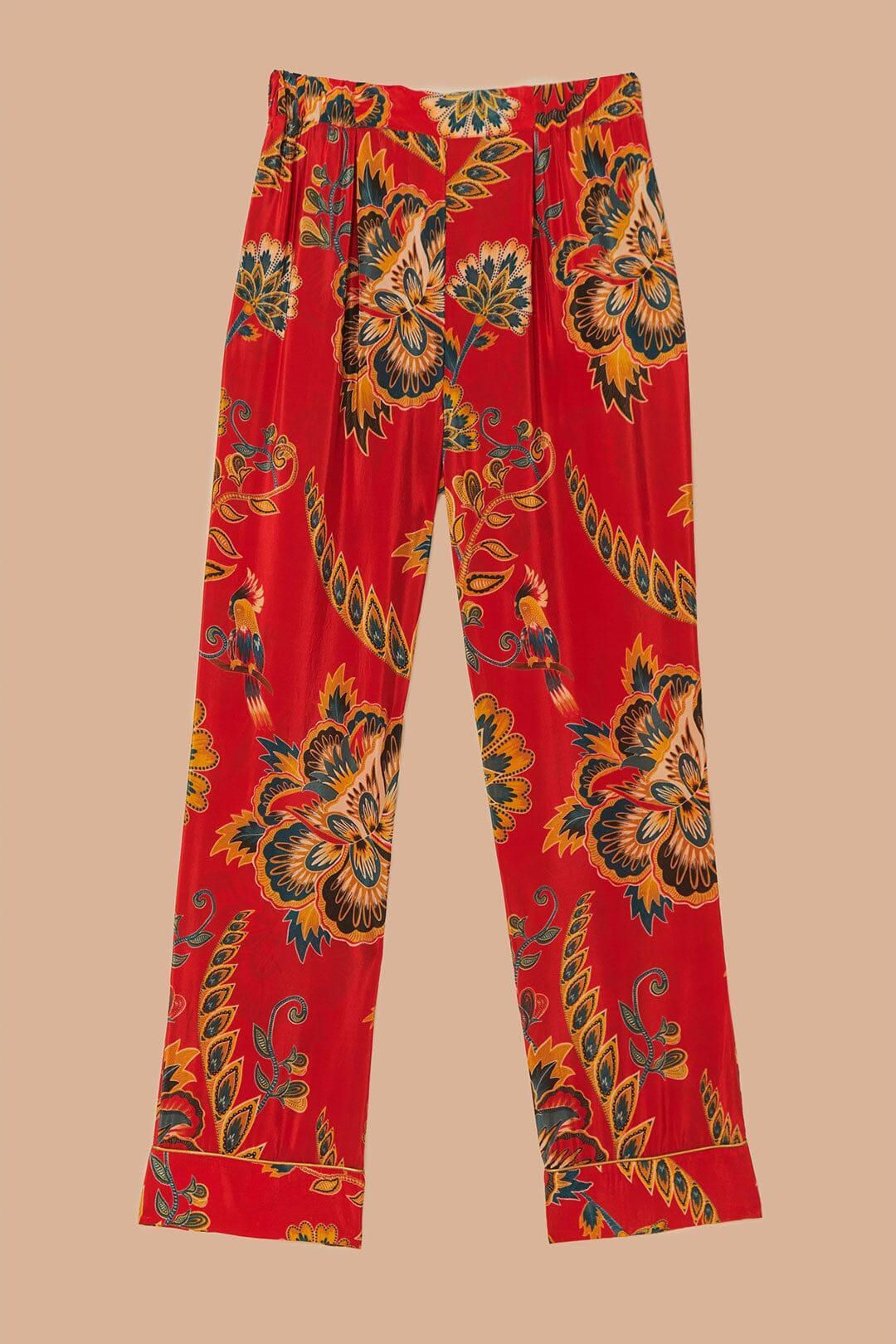 Red Maxi Floral Pajama Pants, MAXI FLORAL RED / S Product Image