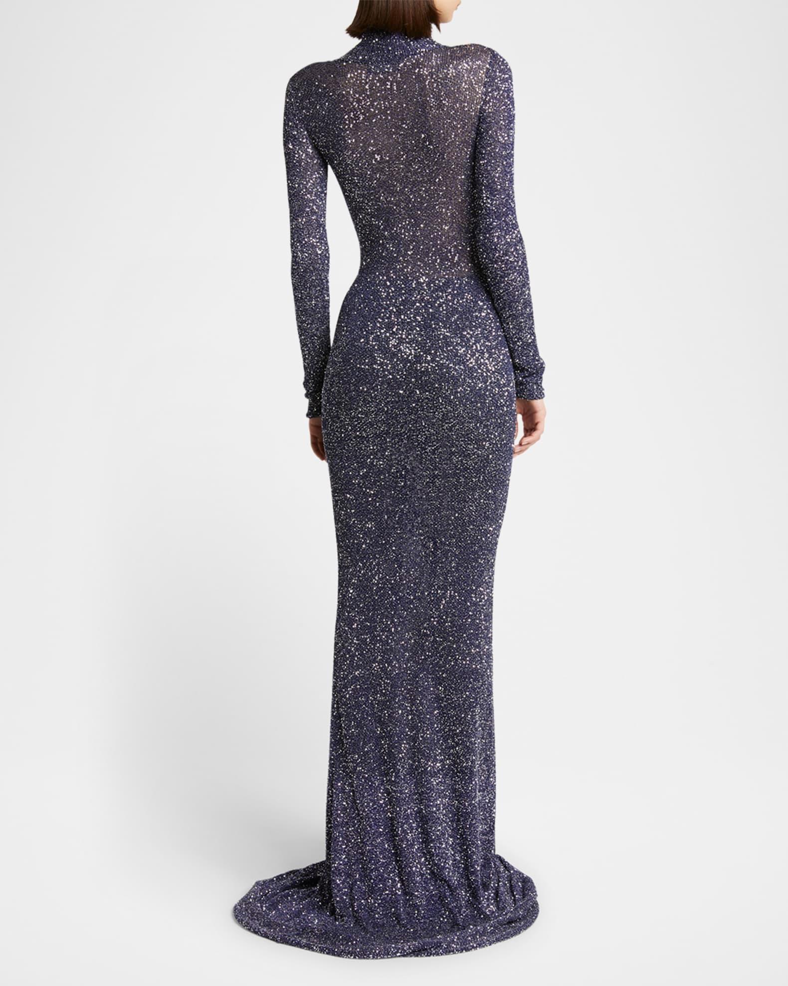 Sequined Mock-Neck Maxi Dress Product Image
