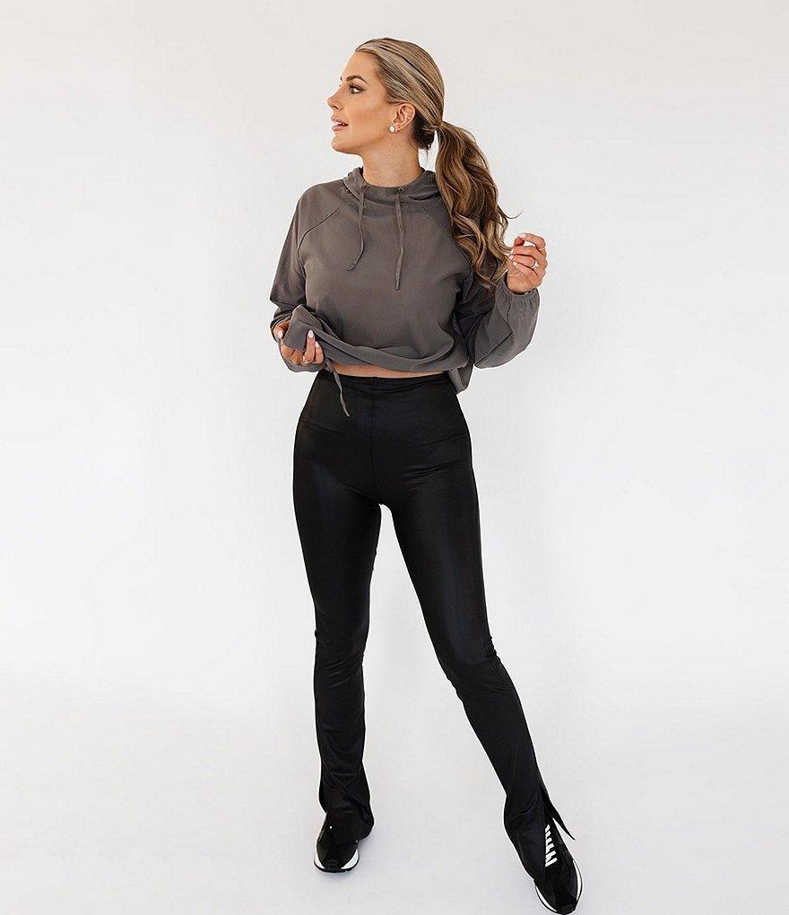 Kinesis x Katherine Mason Coated Pull-On Side Slit High Rise Flare Pants Product Image