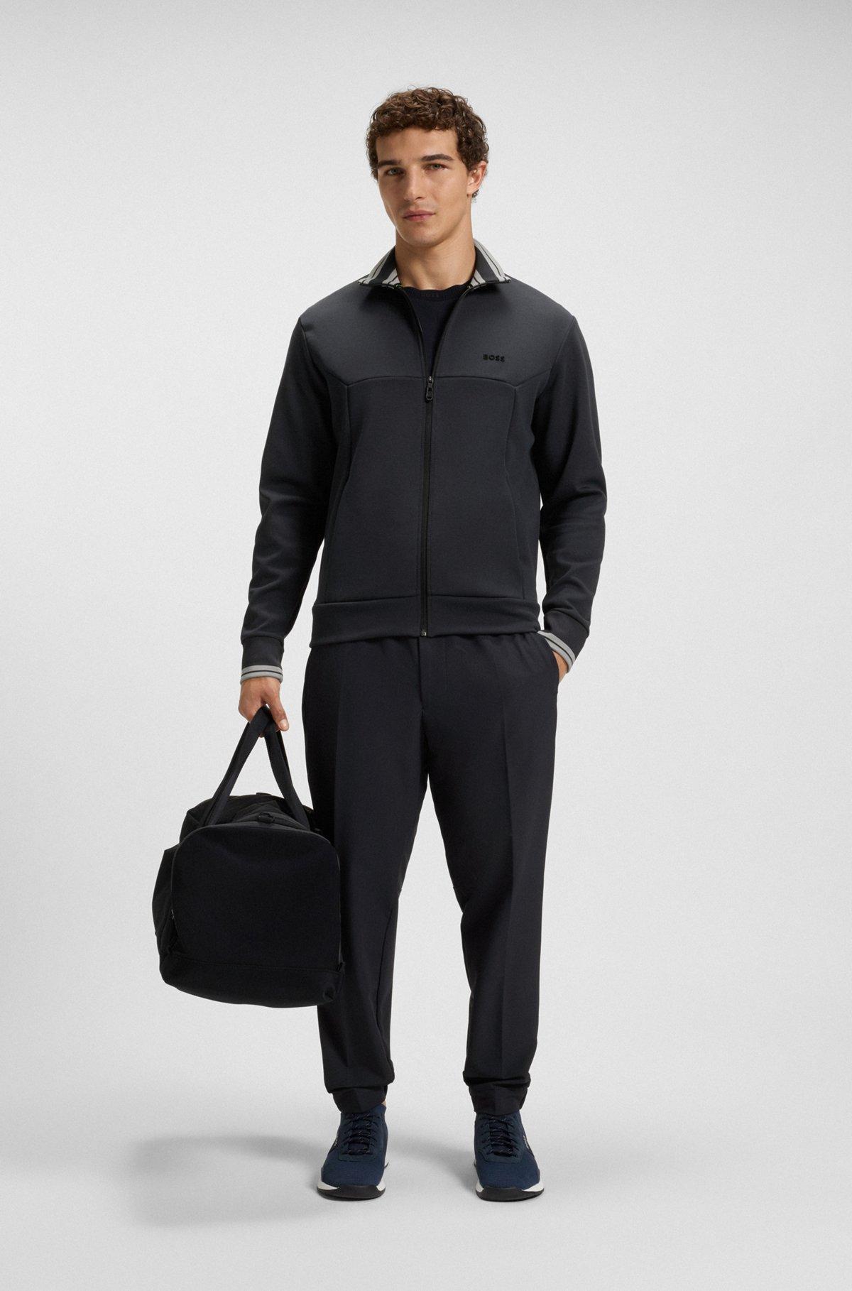 Zip-up sweatshirt with striped trims Product Image