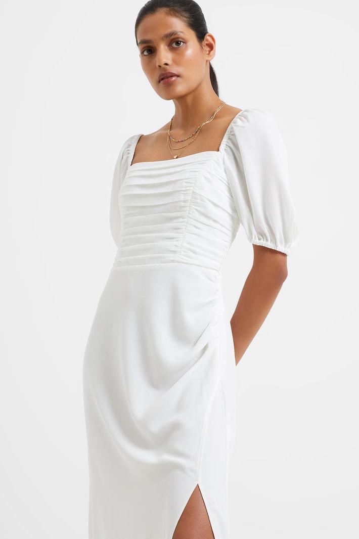 Afina Verona Ruched Midi Dress- Summer White Product Image