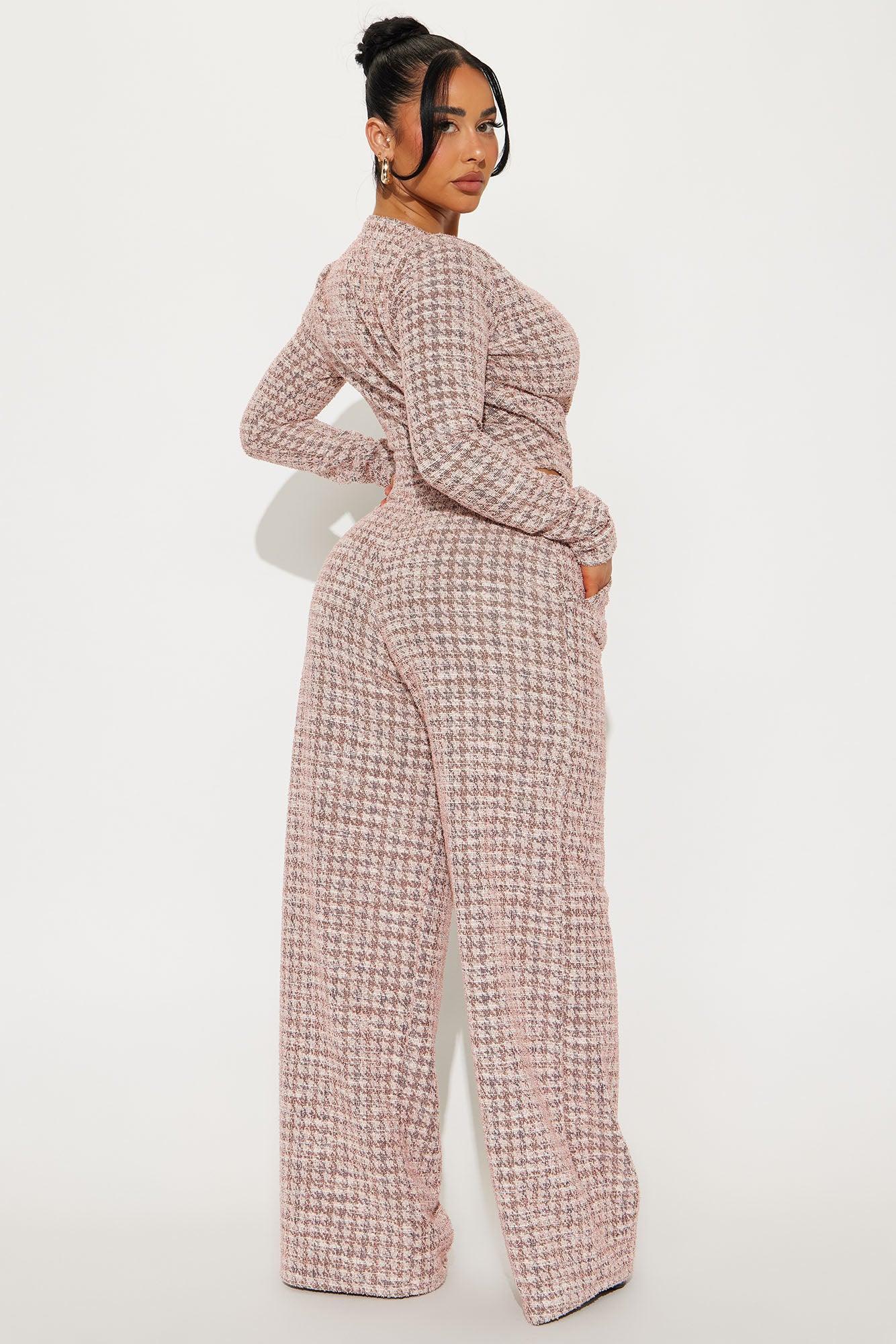 So Prestige Knit Tweed Pant Set - Pink Product Image