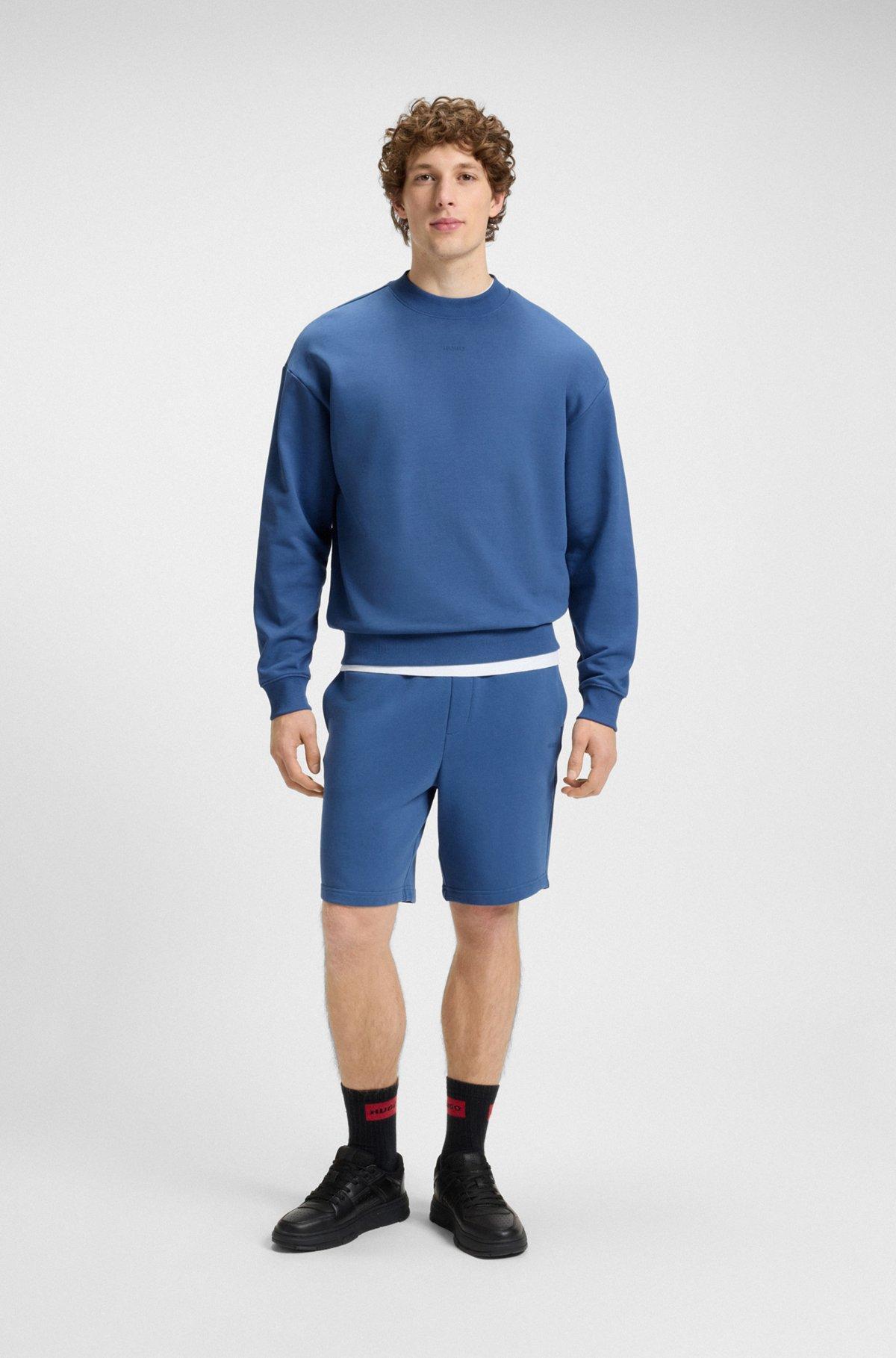 HUGO - Relaxed-fit sweatshirt in cotton terry with sleeve logo - Blue Product Image