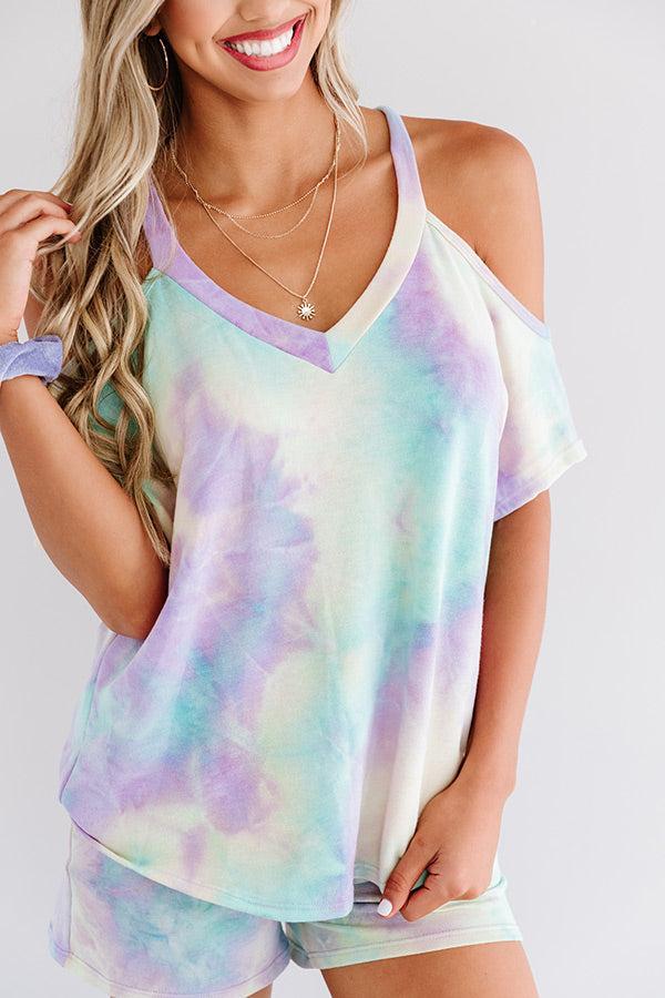 Coffee And Cozy Tie Dye Shift Top In Mint Product Image