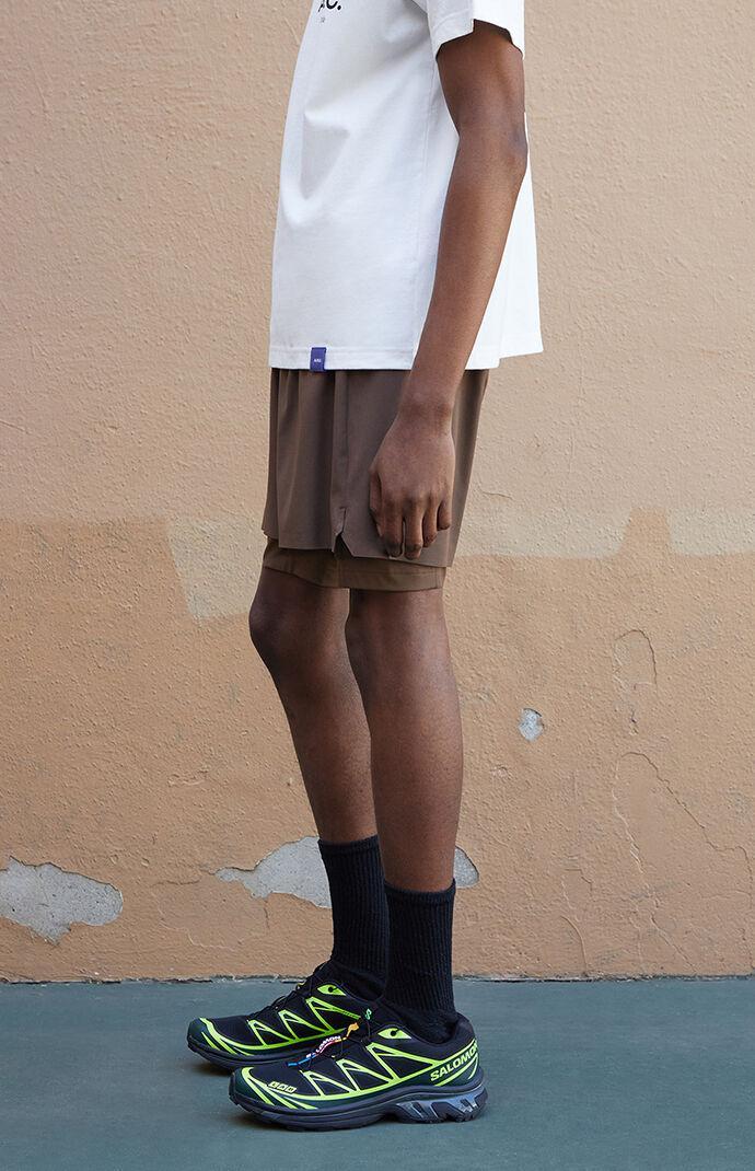 Active Brown Mesh Running Shorts Product Image