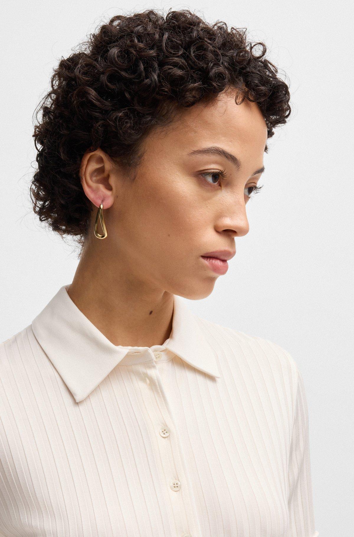 Ribbed polo-collar T-shirt with plain trims Product Image