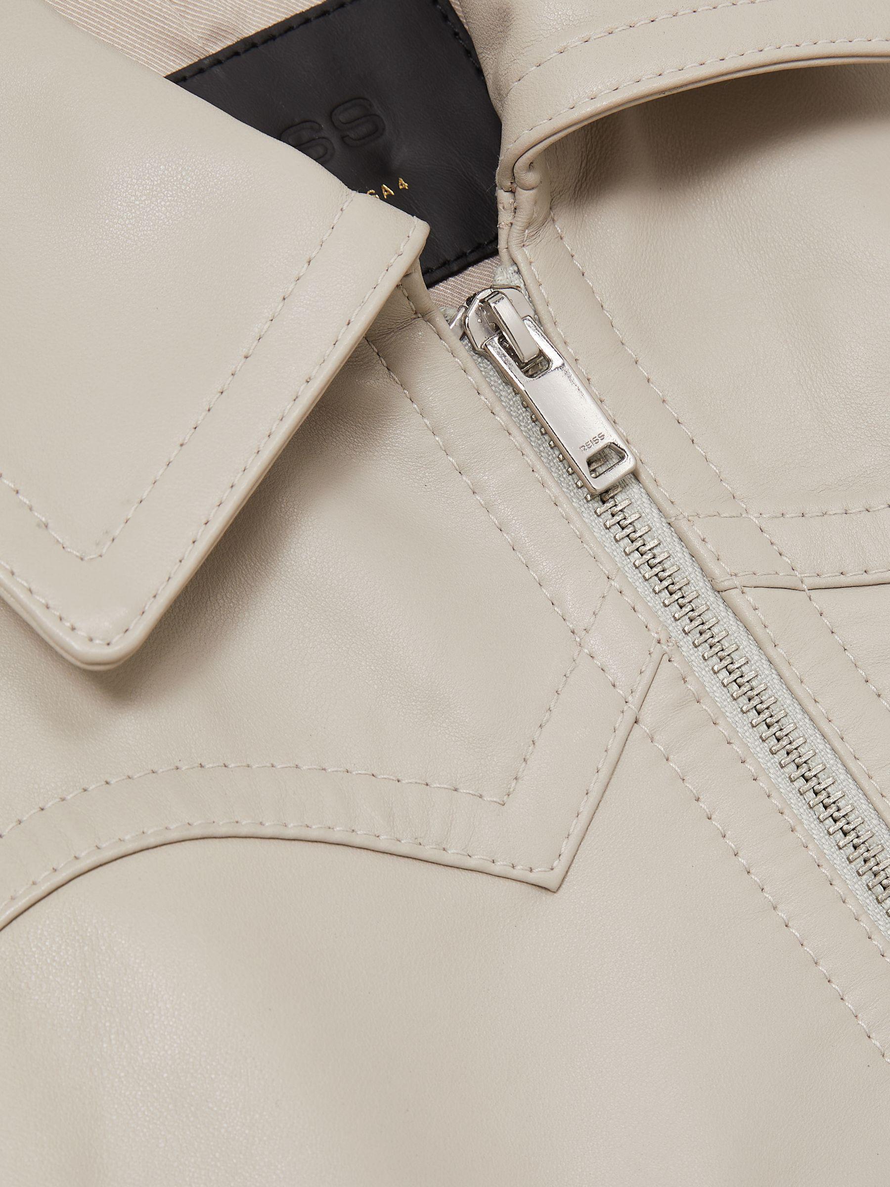 Leather Bomber Jacket in Grey Product Image