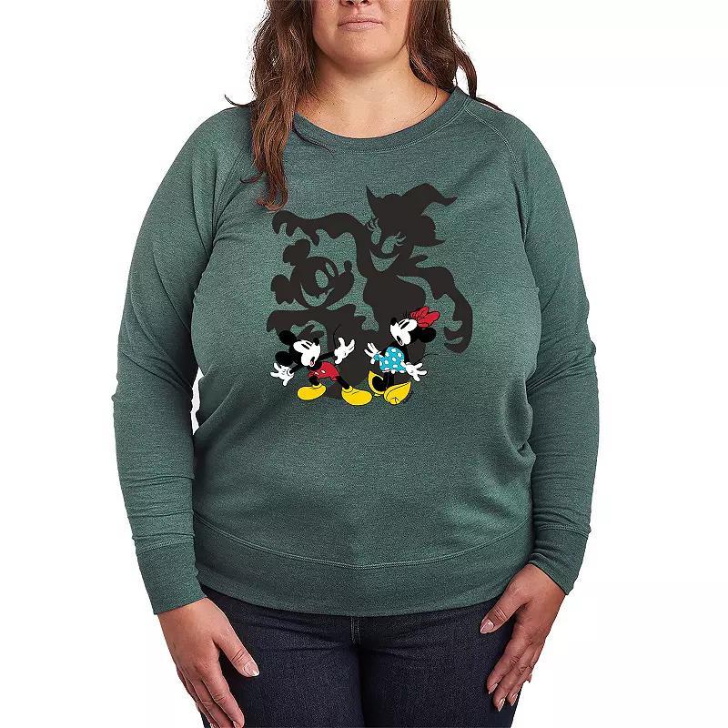 Disney's Mickey & Minnie Plus Size Halloween Shadows French Terry Long Sleeve Tee, Women's, Size: 2XL, Grey Green Product Image