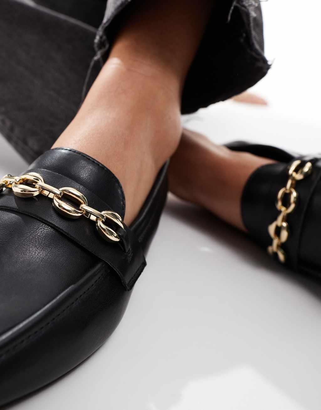 ASOS DESIGN Macaroon chain loafer in Black Product Image