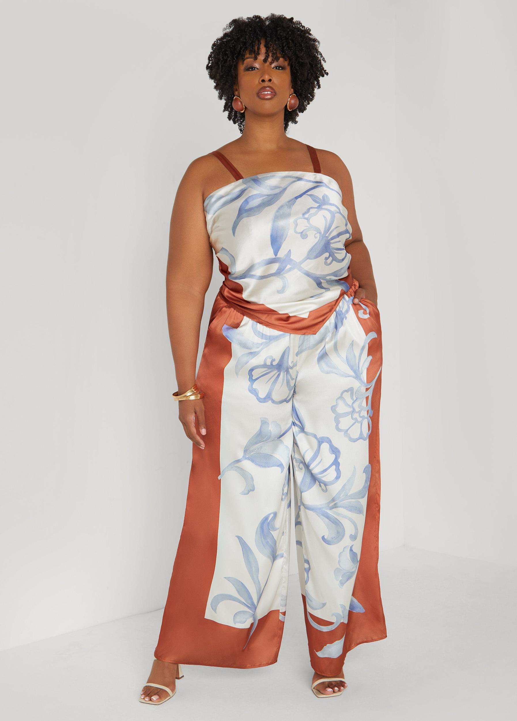 Shirred Floral Satin Top Product Image