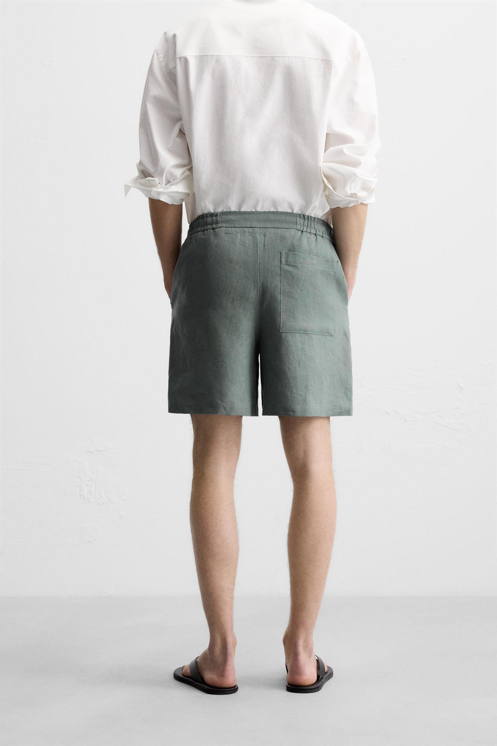 100% LINEN REGULAR FIT SHORTS Product Image