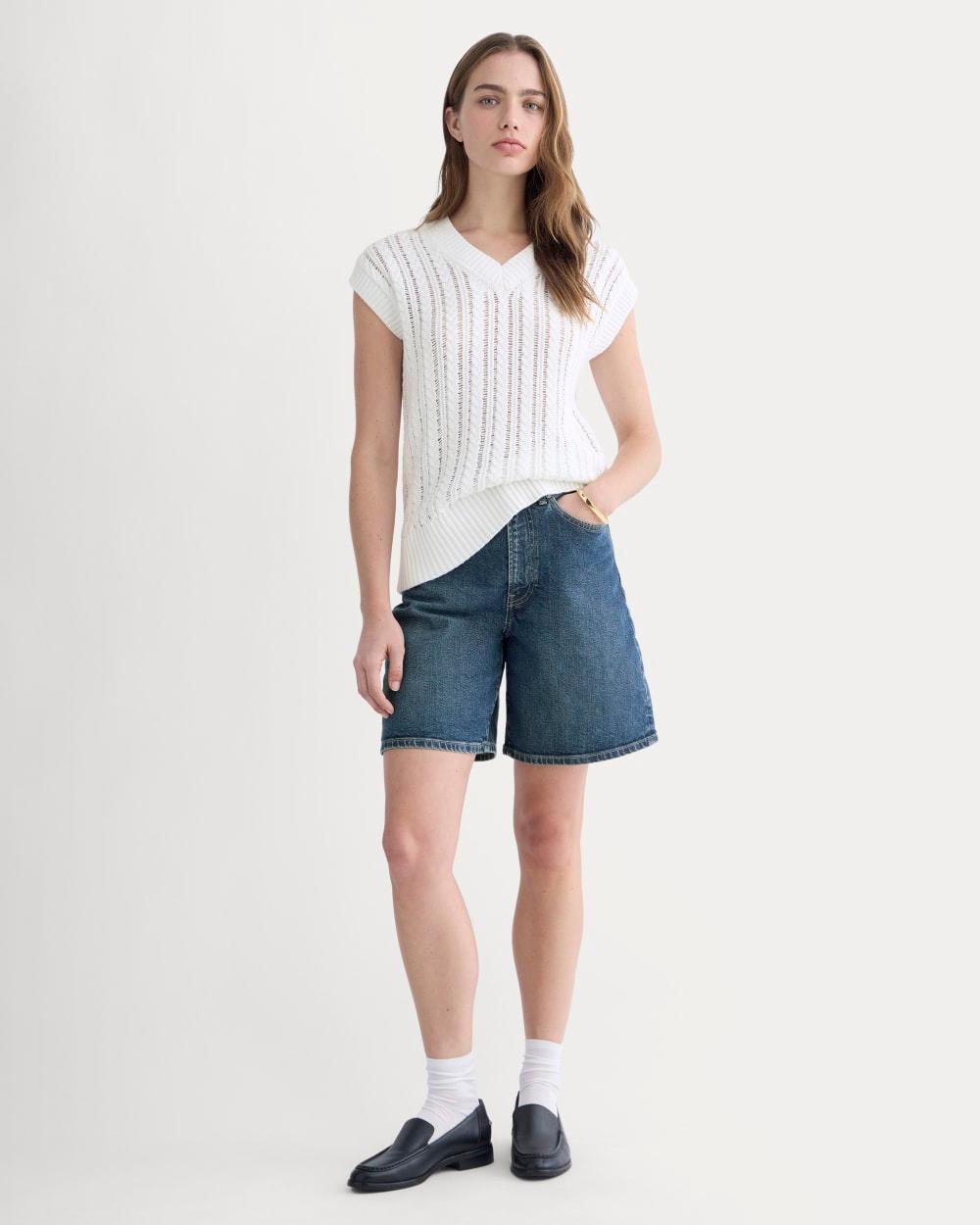 The Long A-Line Denim Short Product Image