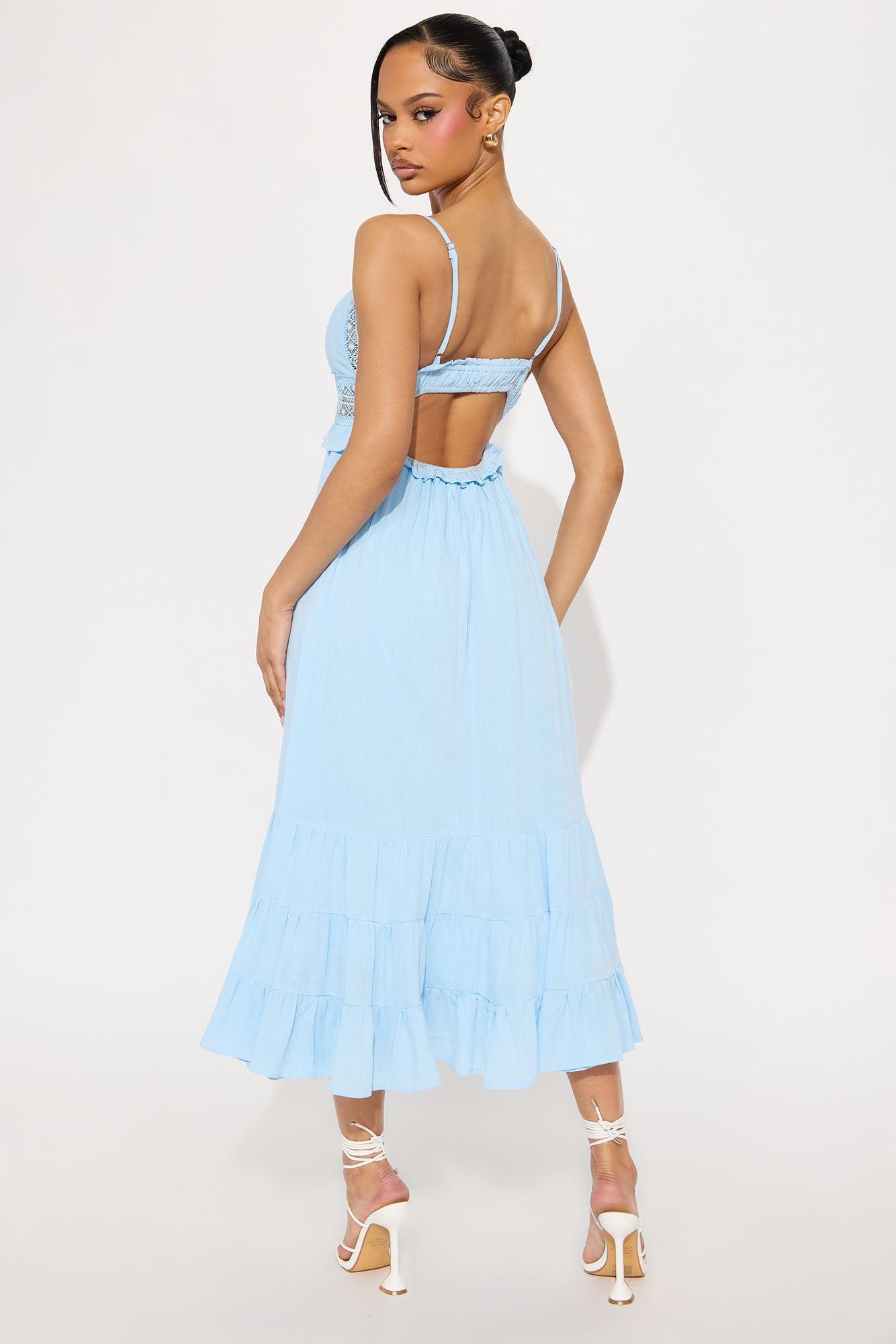 Aurora Ruffle Maxi Dress - Light Blue Product Image