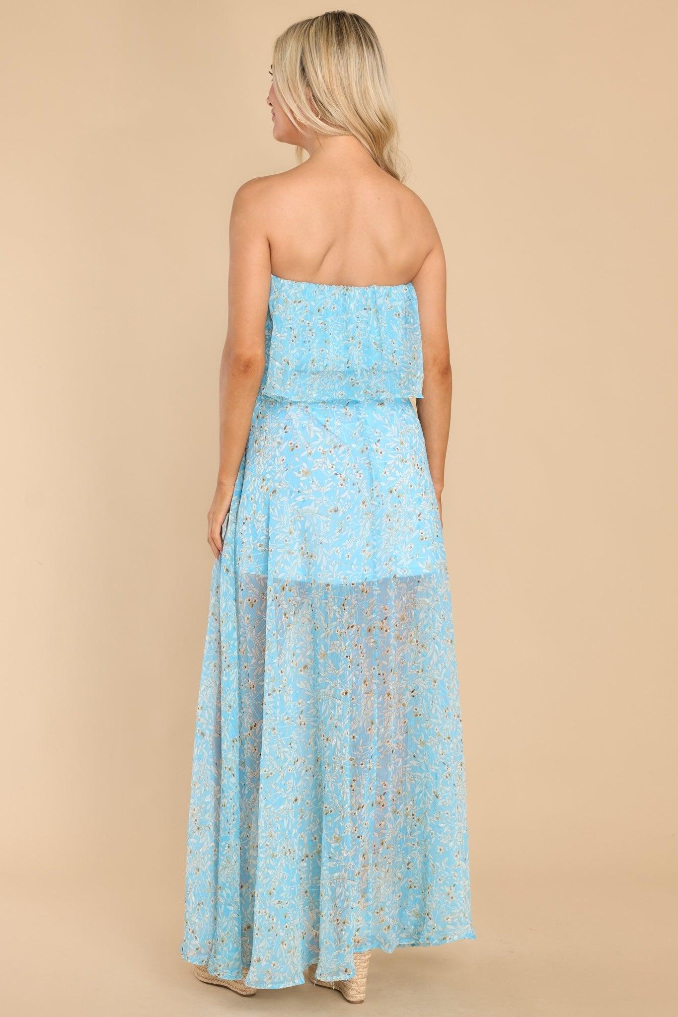 Ready To Love Light Blue Strapless Maxi Dress Product Image